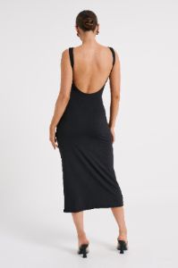 Rosita Recycled Nylon Backless Midi Dress - Black sold by Meshki