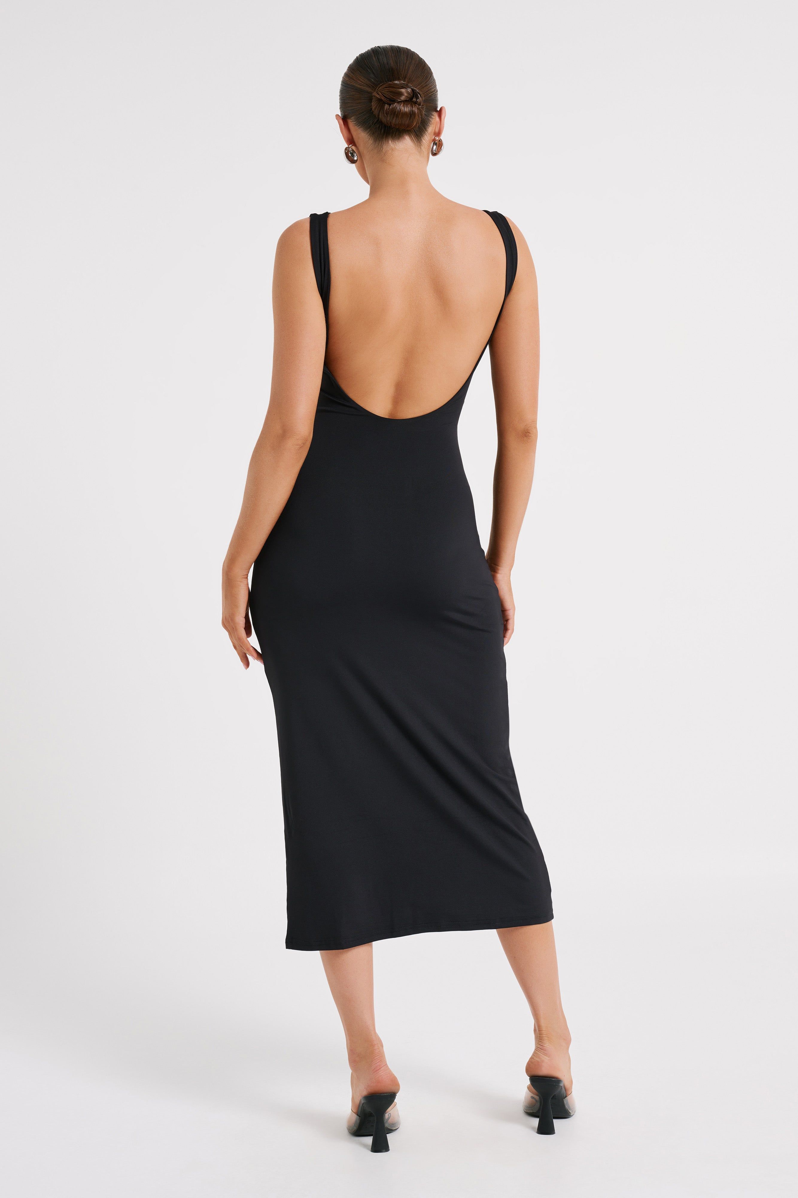 Rosita Recycled Nylon Backless Midi Dress - Black sold by Meshki product image thumbnail 3