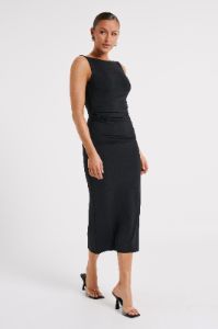Rosita Recycled Nylon Backless Midi Dress - Black sold by Meshki