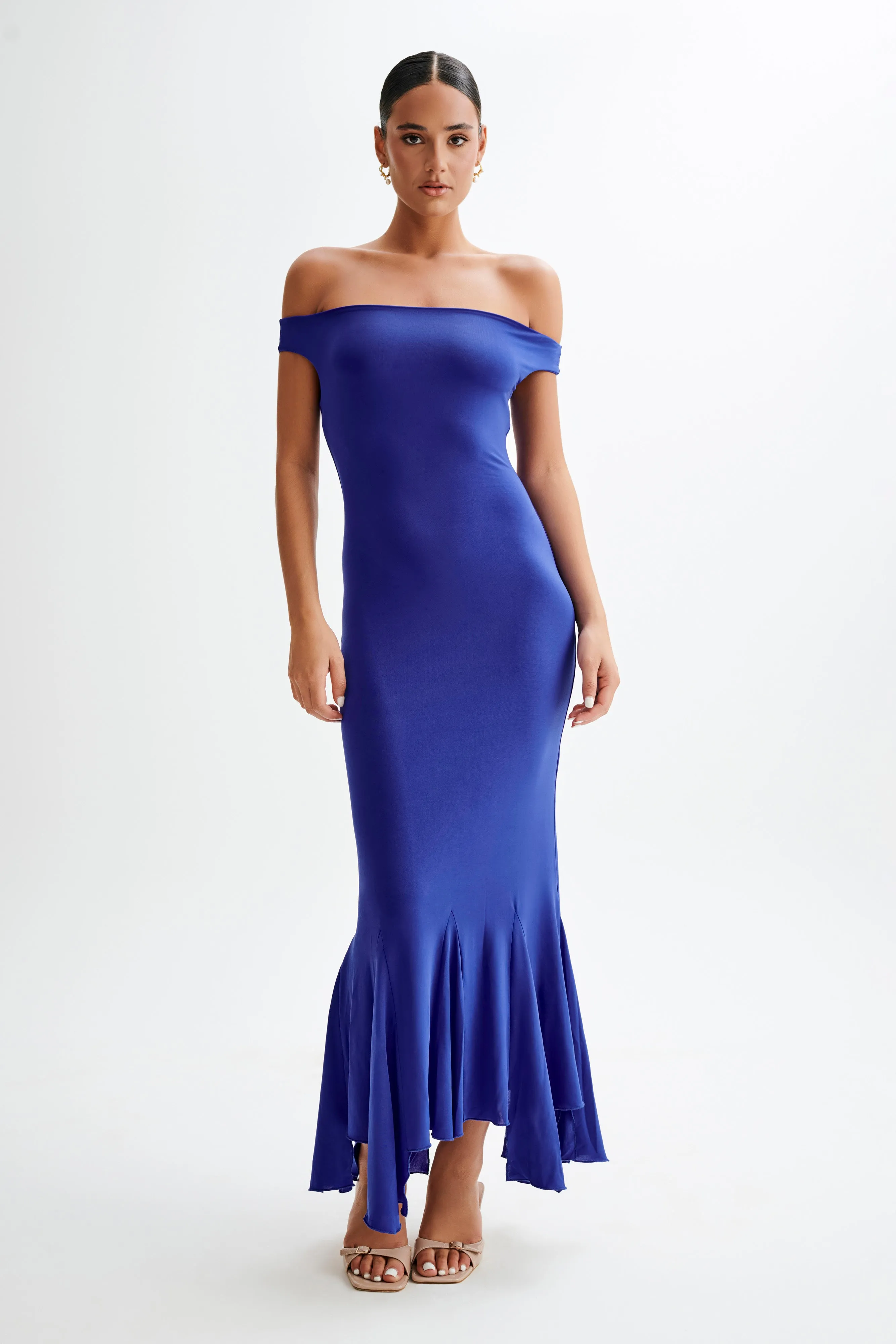 Analina Slinky Handkerchief Midi Dress - Cobalt Blue sold by Meshki product image thumbnail 5