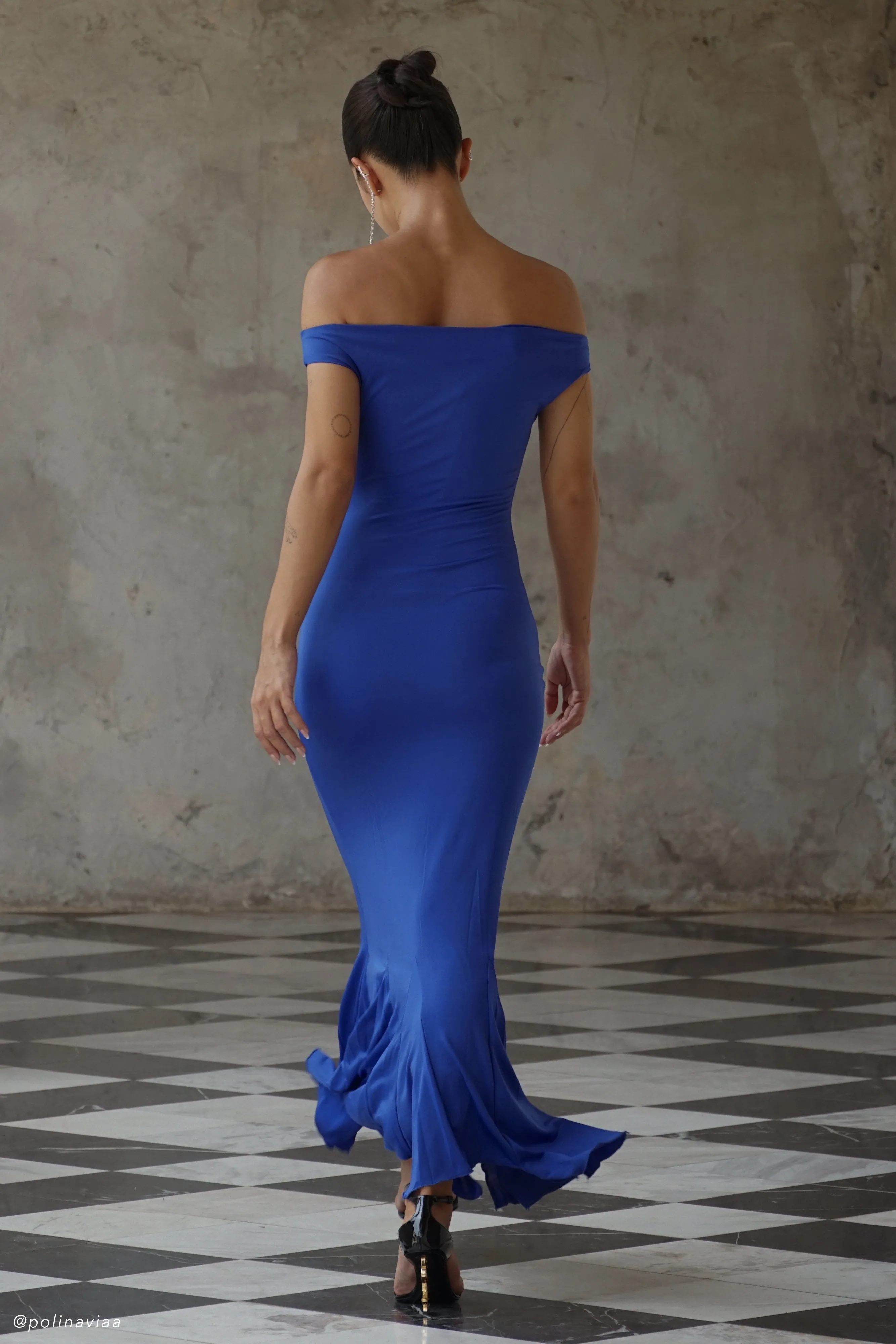 Analina Slinky Handkerchief Midi Dress - Cobalt Blue sold by Meshki product image thumbnail 2