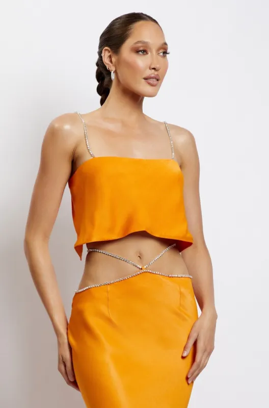 Dayana Straight Cut Crop Top - Mandarin sold by Meshki
