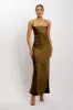 Sydney Straight Neck Slip Maxi Dress - Khaki sold by Meshki