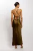 Sydney Straight Neck Slip Maxi Dress - Khaki sold by Meshki