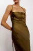 Sydney Straight Neck Slip Maxi Dress - Khaki sold by Meshki