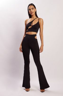 Harley High Waisted Thong Cutout Pants - Black sold by Meshki