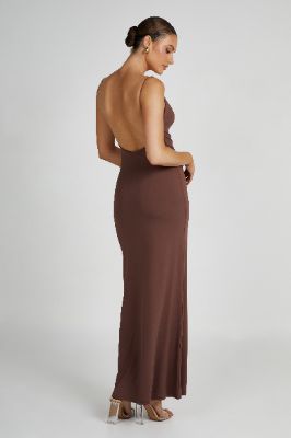 Nikkita Recycled Nylon Strappy Maxi Dress - Mocha sold by Meshki
