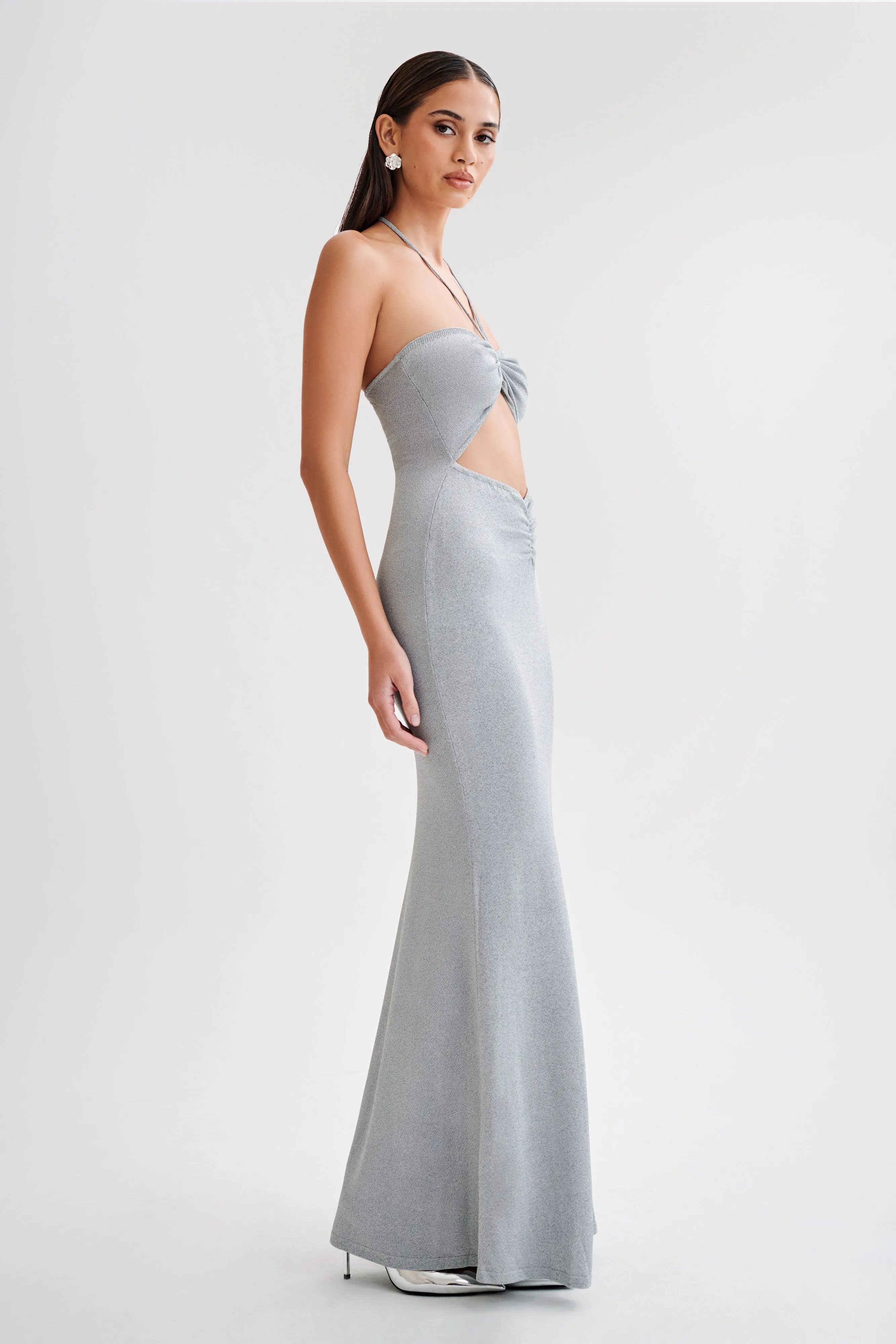 Lilith Reflective Knit Maxi Dress - Silver sold by Meshki product image thumbnail 5