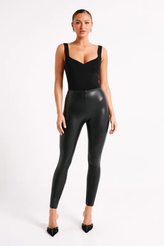 Philippa Faux Leather Skinny Pant - Black sold by Meshki