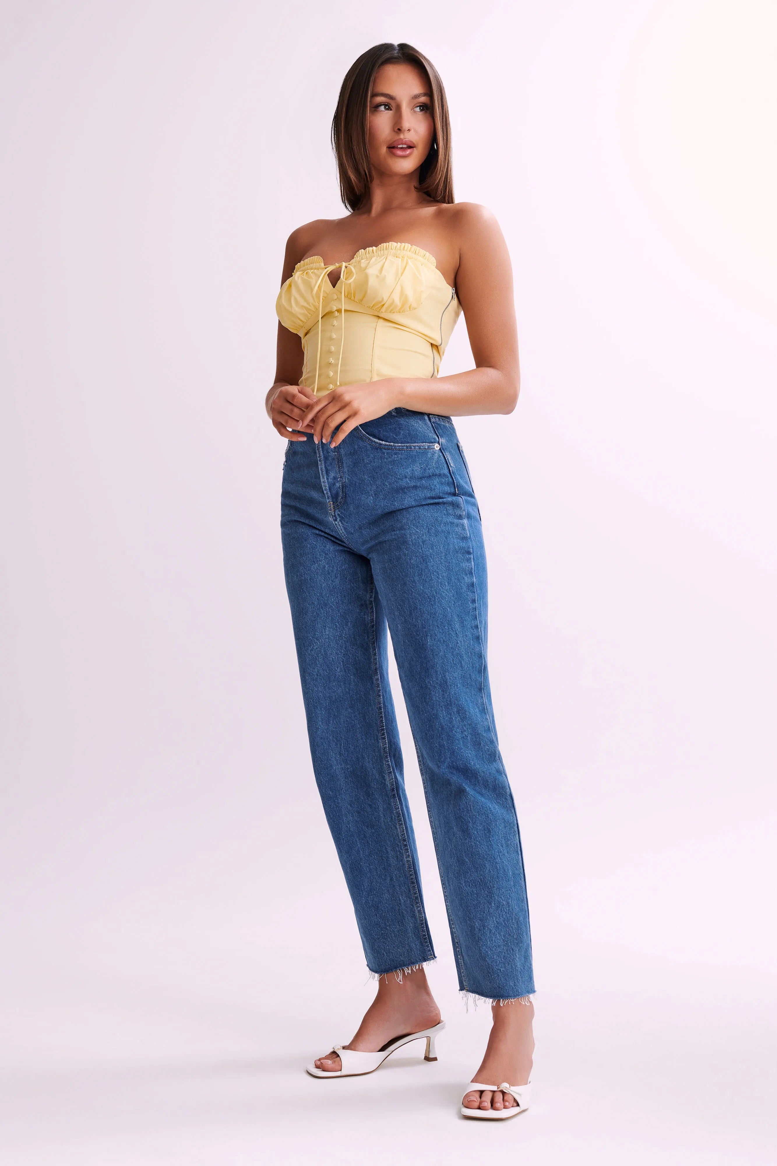 Embry Ruched Strapless Top - Lemon sold by Meshki product image thumbnail 4