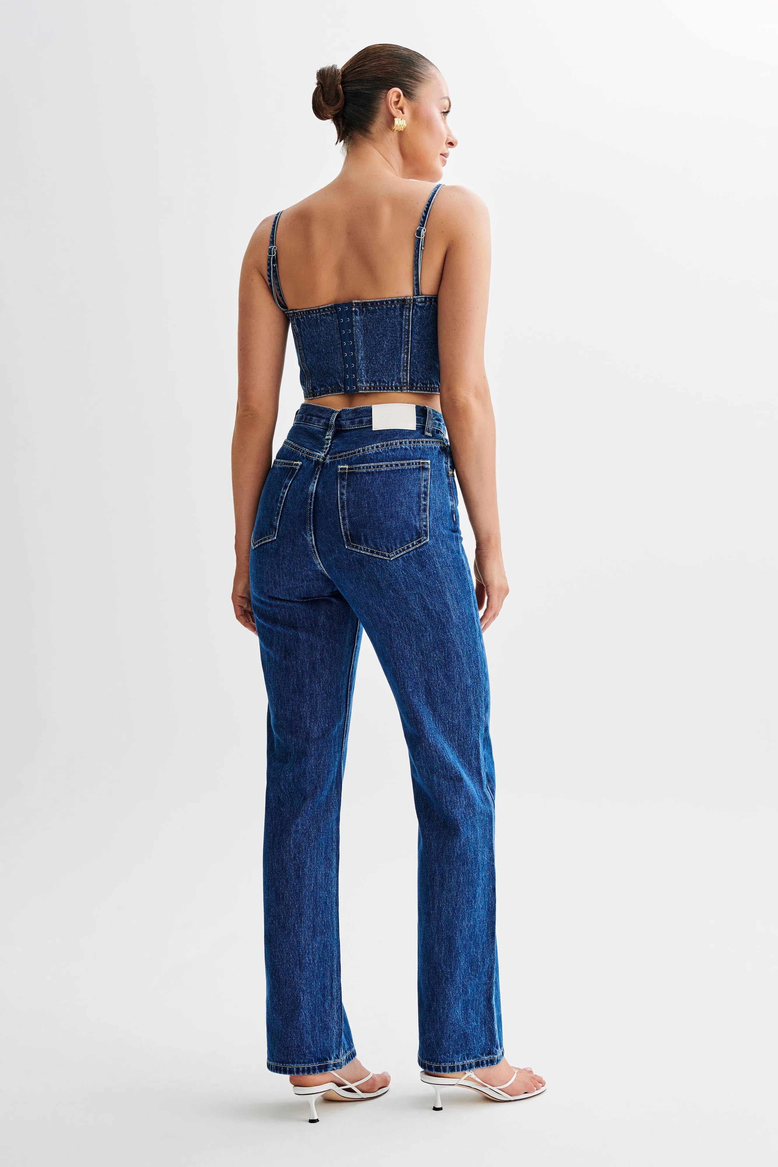 Lana Denim Cupped Corset Top - Dark Blue sold by Meshki product image thumbnail 4