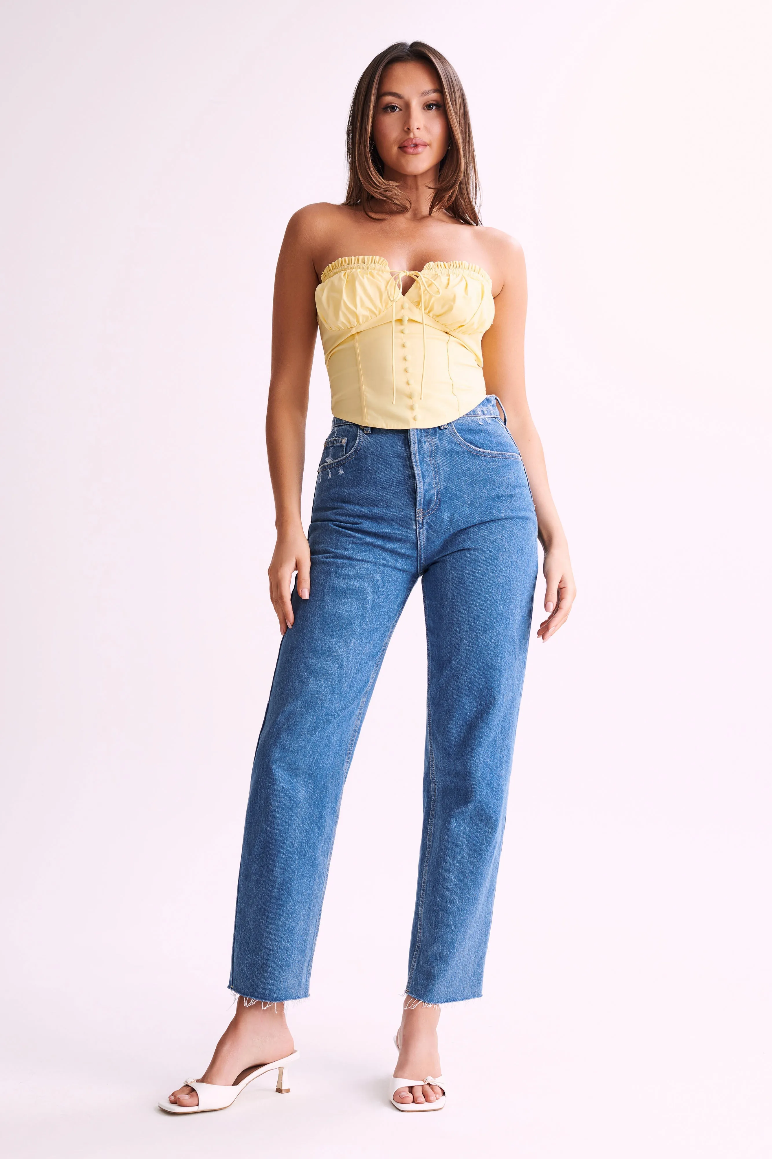 Embry Ruched Strapless Top - Lemon sold by Meshki product image thumbnail 5