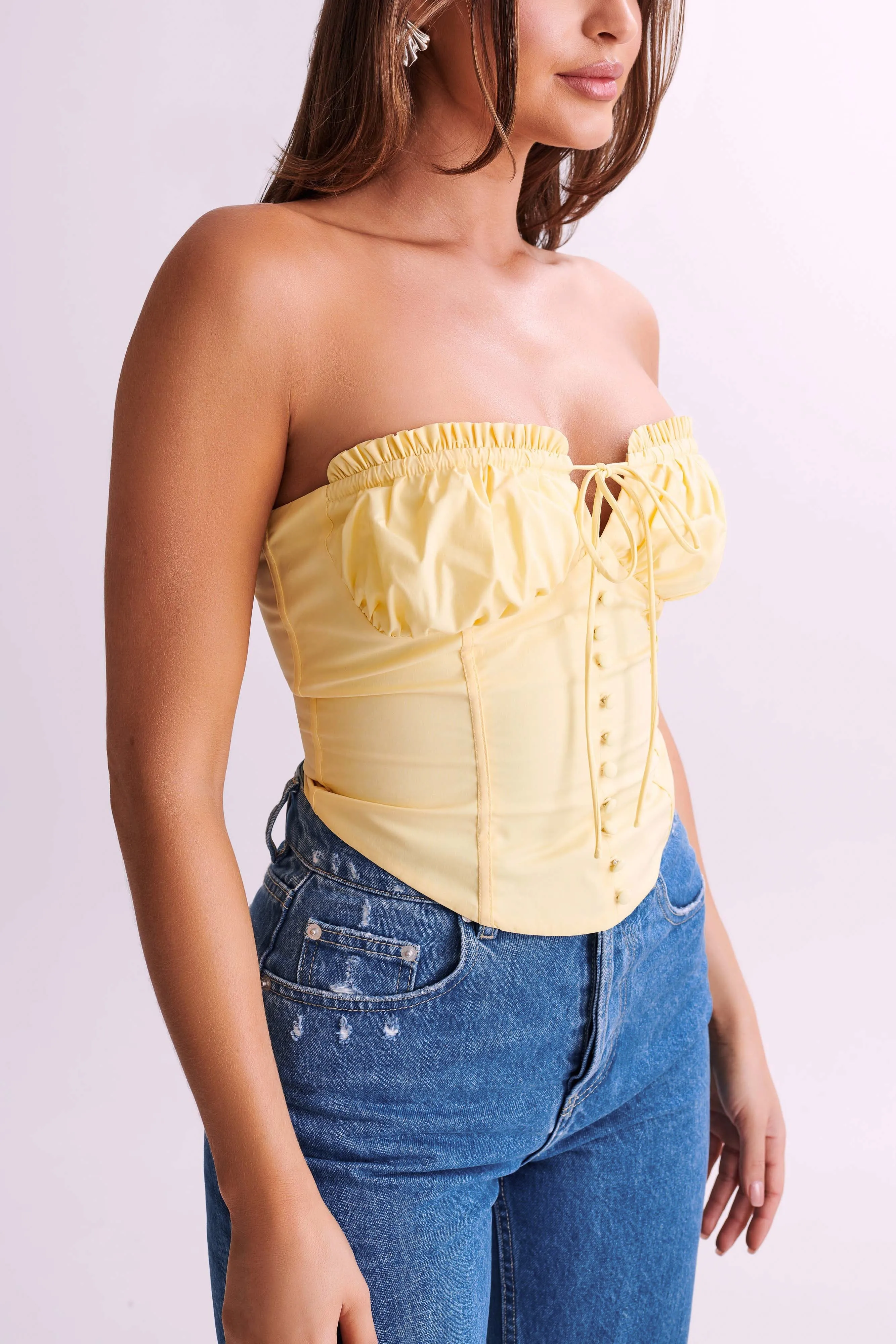 Embry Ruched Strapless Top - Lemon sold by Meshki product image thumbnail 2