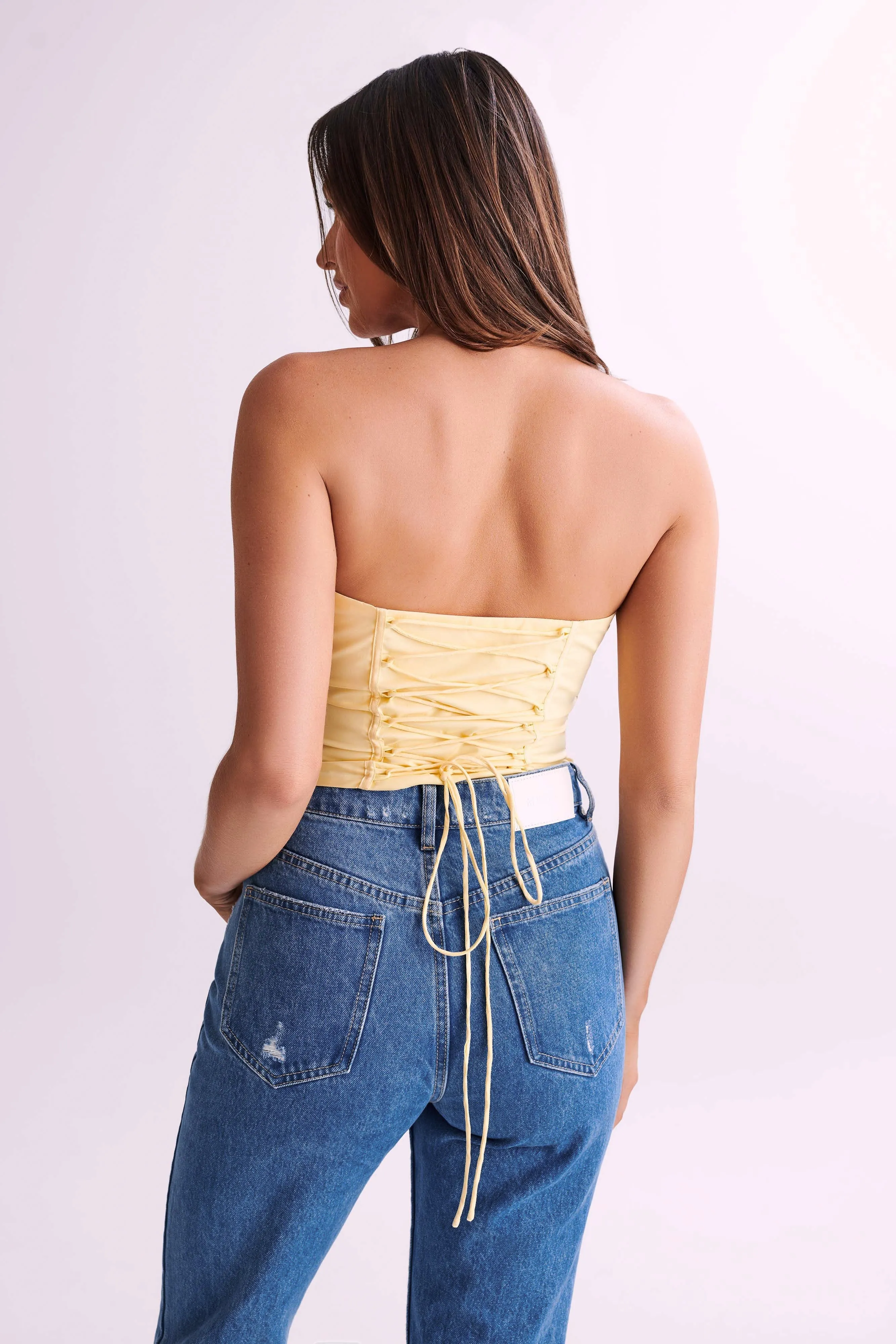 Embry Ruched Strapless Top - Lemon sold by Meshki product image thumbnail 3