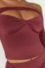 Ceri Off Shoulder Long Sleeve Top - Wine sold by Meshki