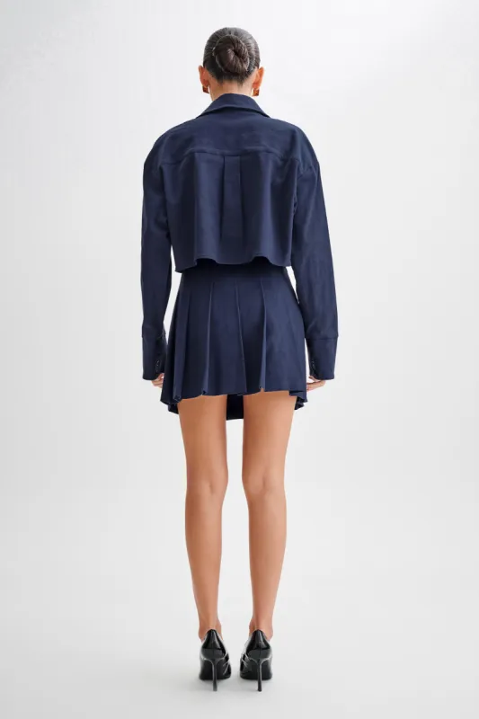 Julianna Cotton Pleated Mini Skirt Navy Parallel