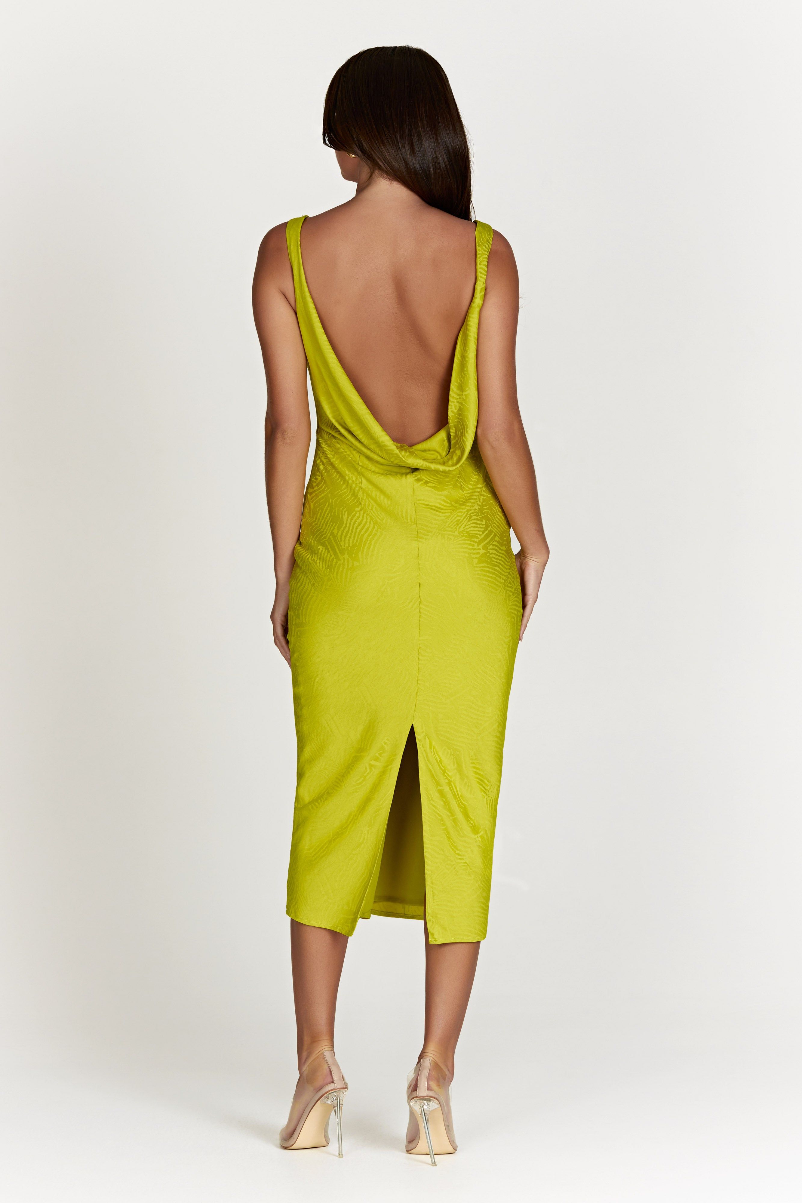 Fallon Cowl Midi Dress - Chartreuse sold by Meshki product image thumbnail 3