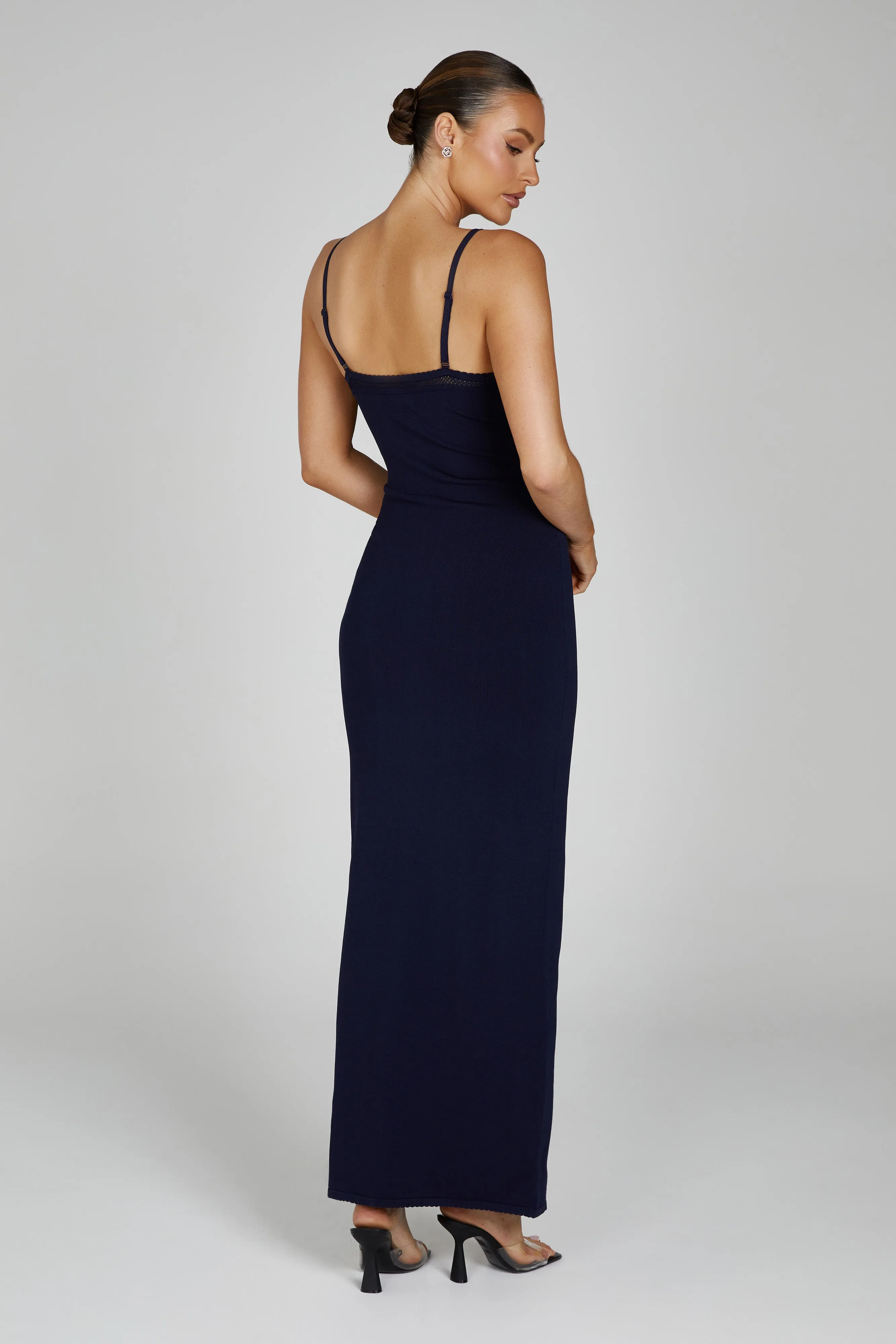 Maia Pointelle Knit Maxi Dress - Navy sold by Meshki product image thumbnail 2