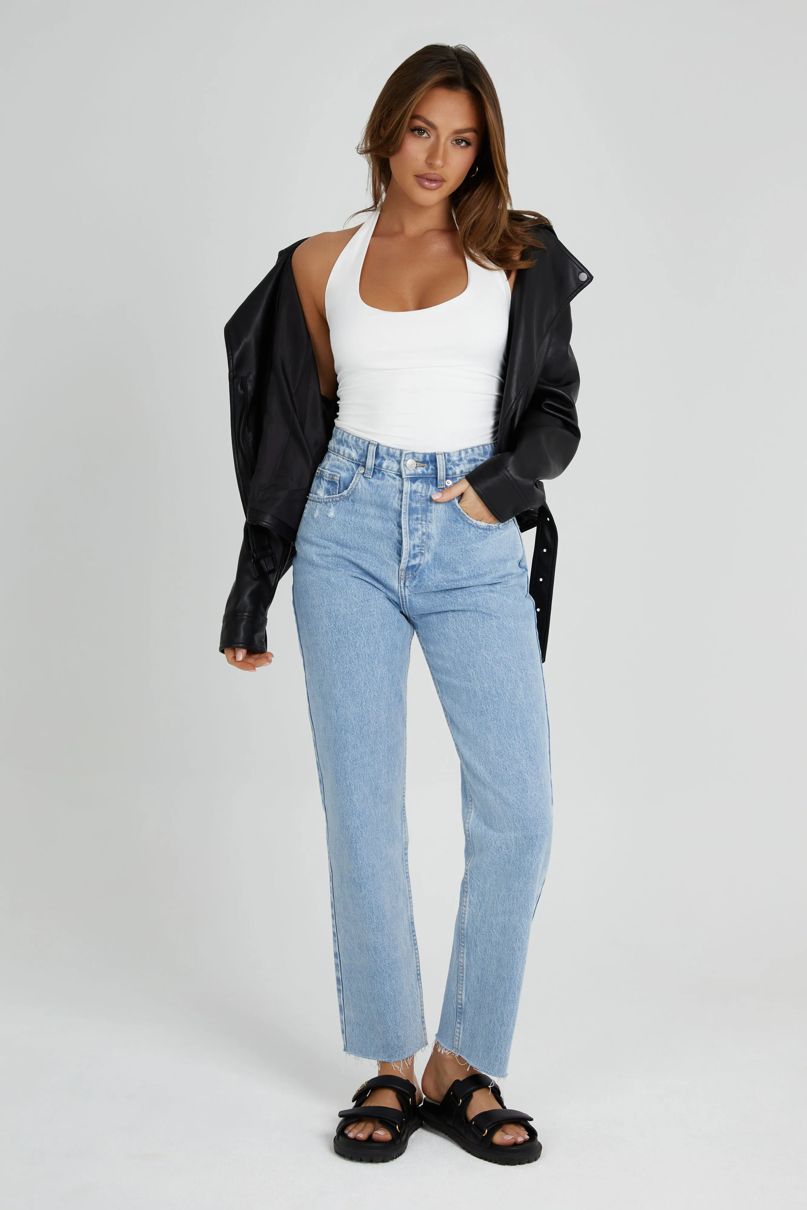 Marie Recycled Nylon Halter Top - White sold by Meshki product image thumbnail 4