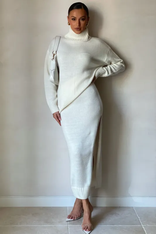 Brittany Knit Midi Skirt - Ivory sold by Meshki