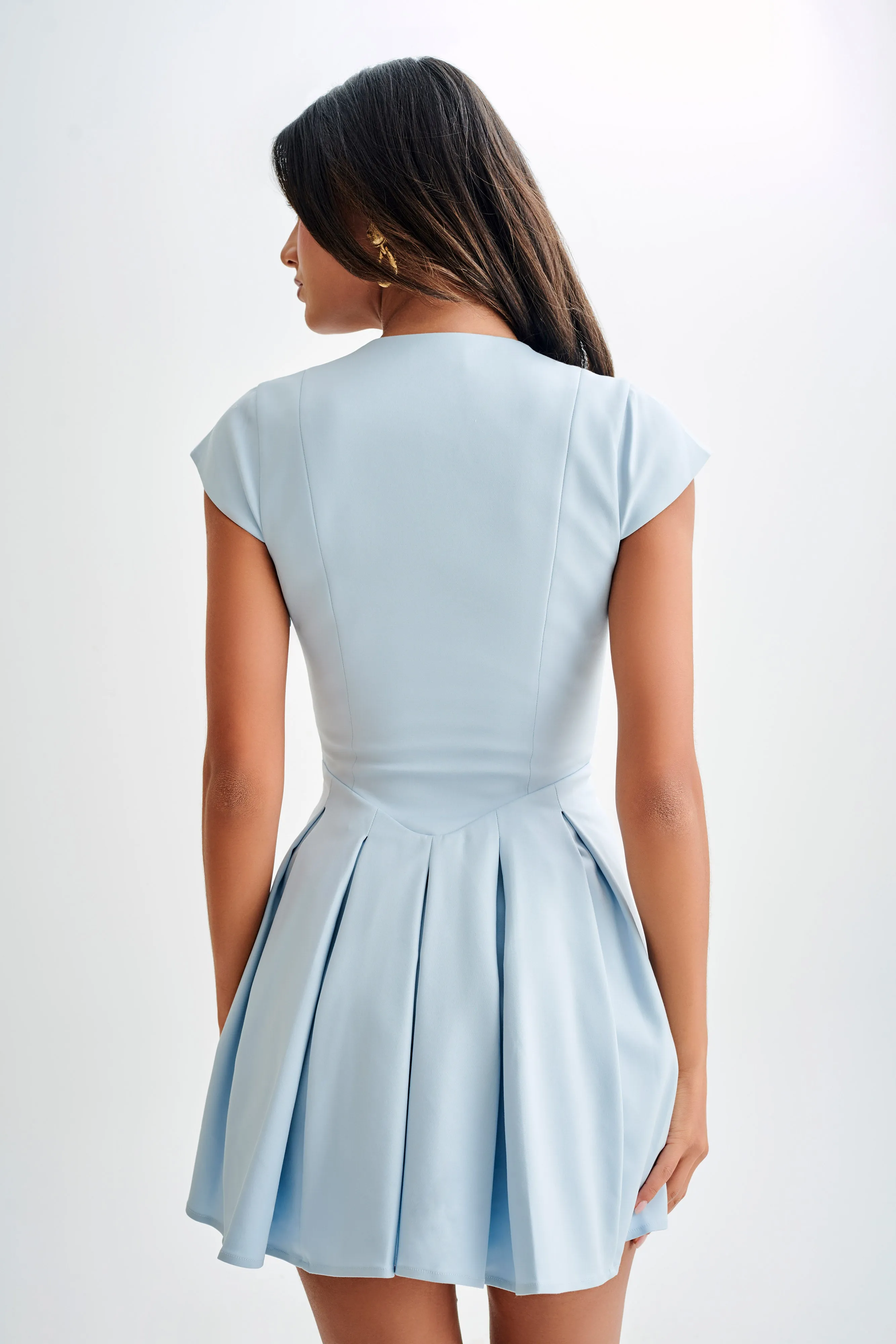 Keely Cotton Cap Sleeve Mini Dress - Sky Blue sold by Meshki product image thumbnail 3