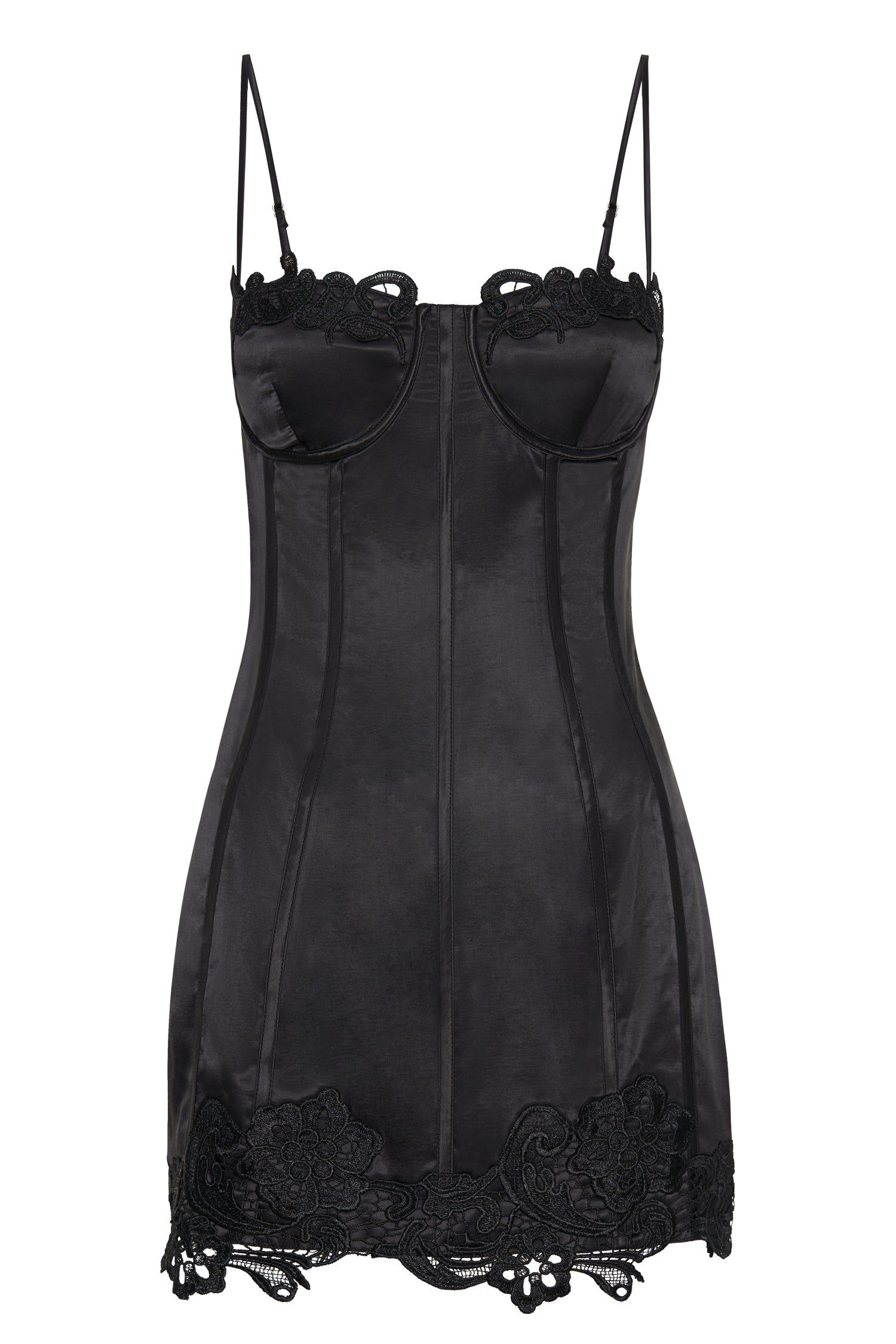 Tatiana Corset Mini Dress With Lace - Black sold by Meshki product image thumbnail 9