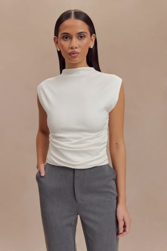 Ellia High Neck Sleeveless Top - White sold by Meshki