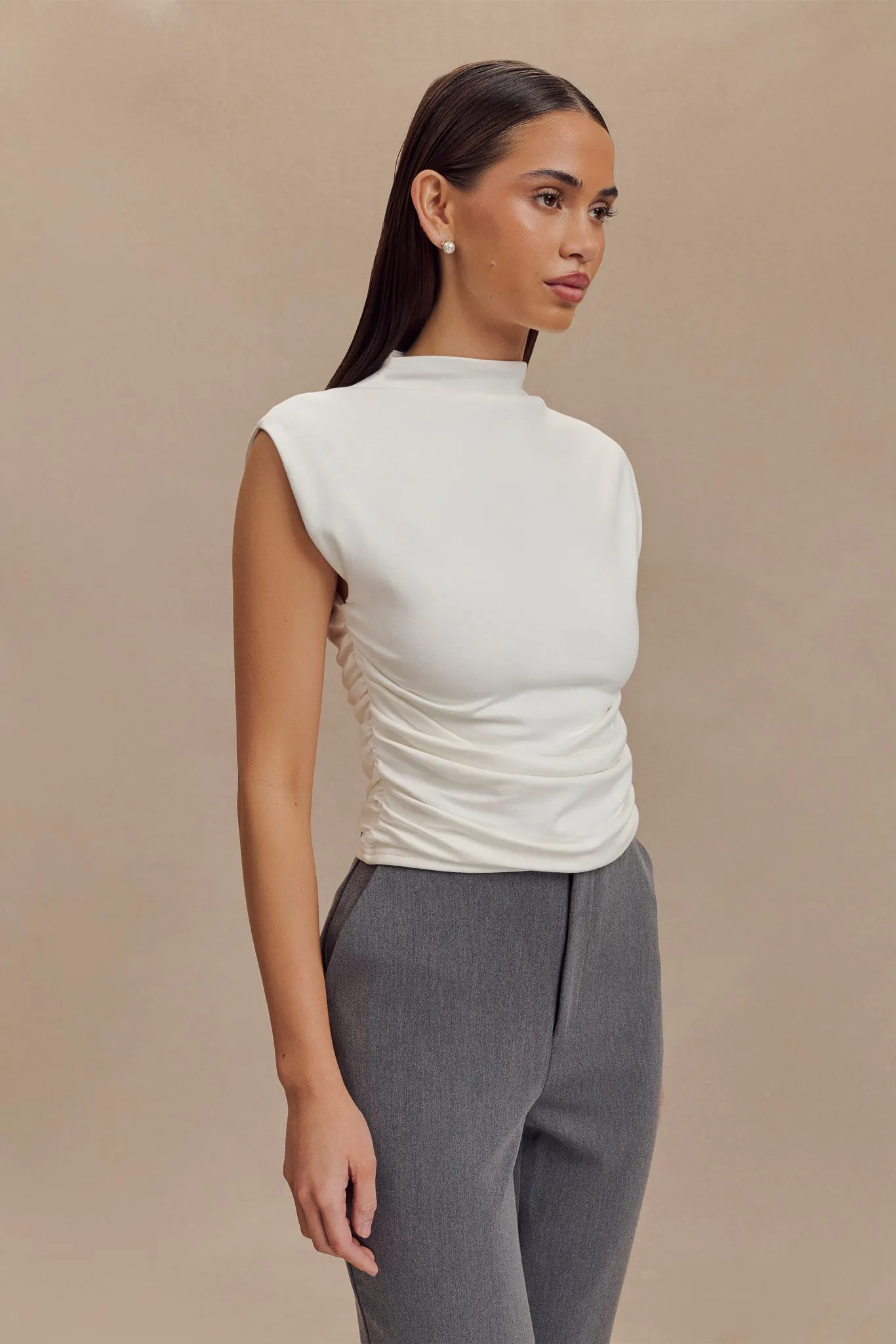 Ellia High Neck Sleeveless Top - White sold by Meshki product image thumbnail 5