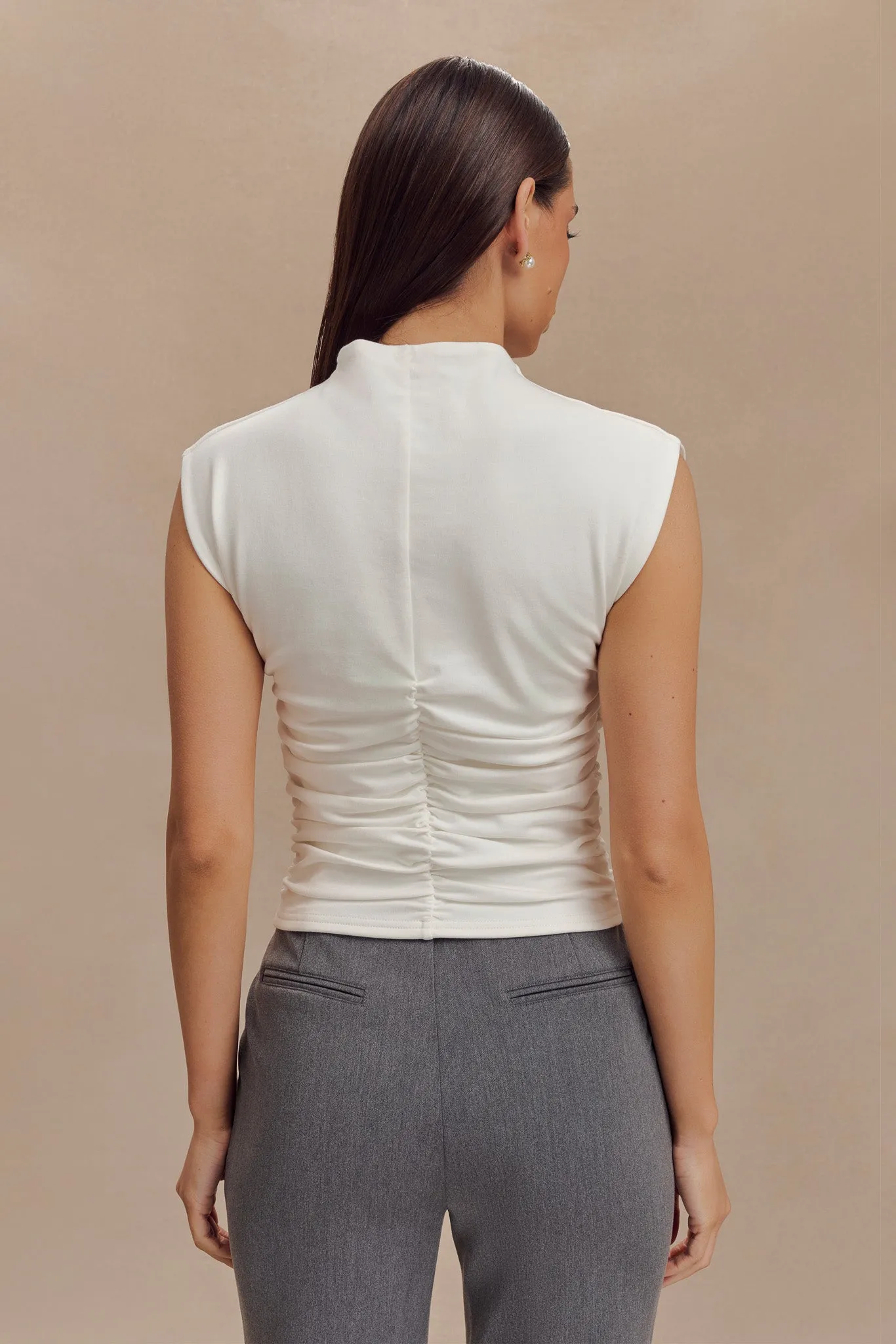 Ellia High Neck Sleeveless Top - White sold by Meshki product image thumbnail 2