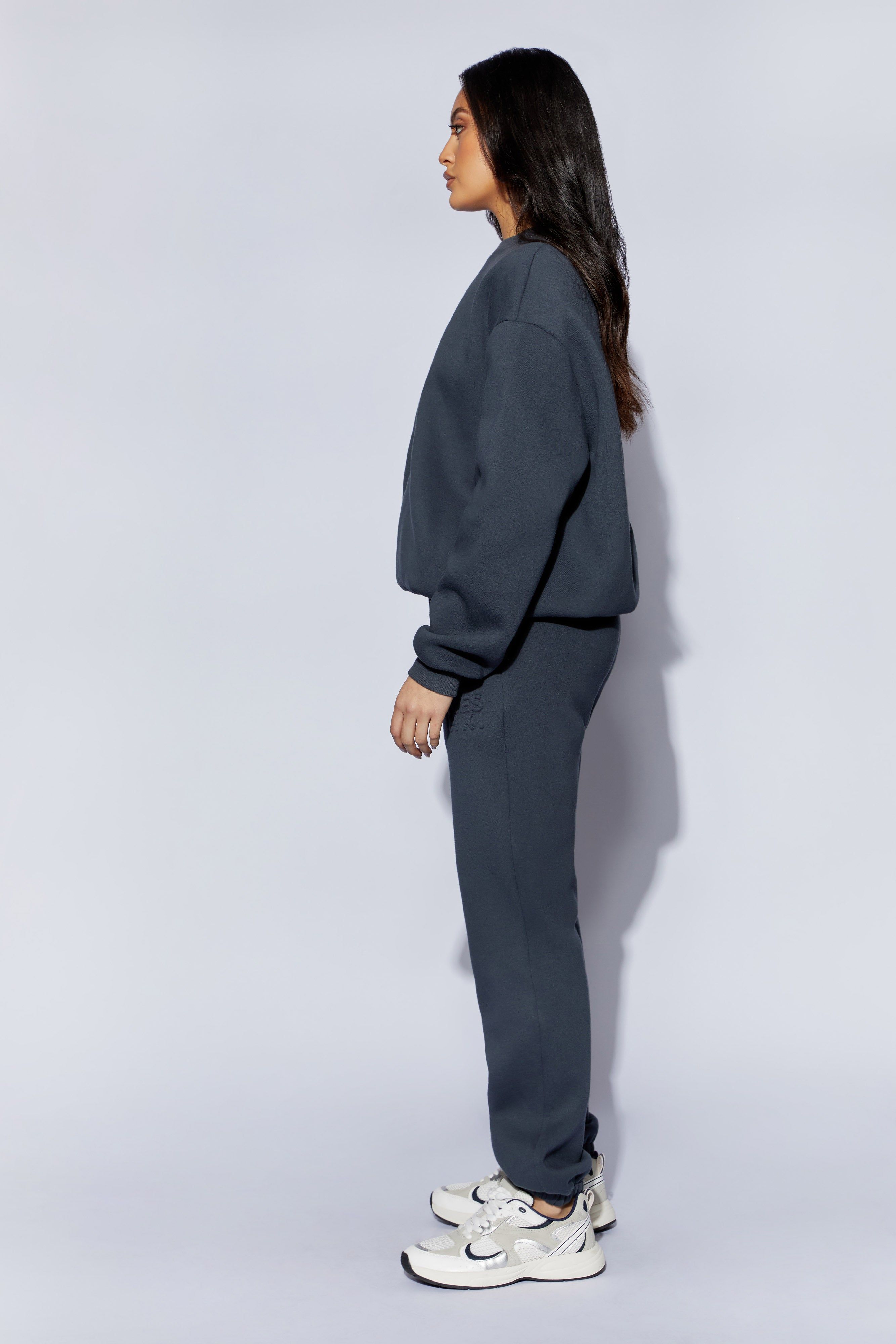 Sutton Embossed Fleeceback Crewneck - Charcoal sold by Meshki product image thumbnail 6