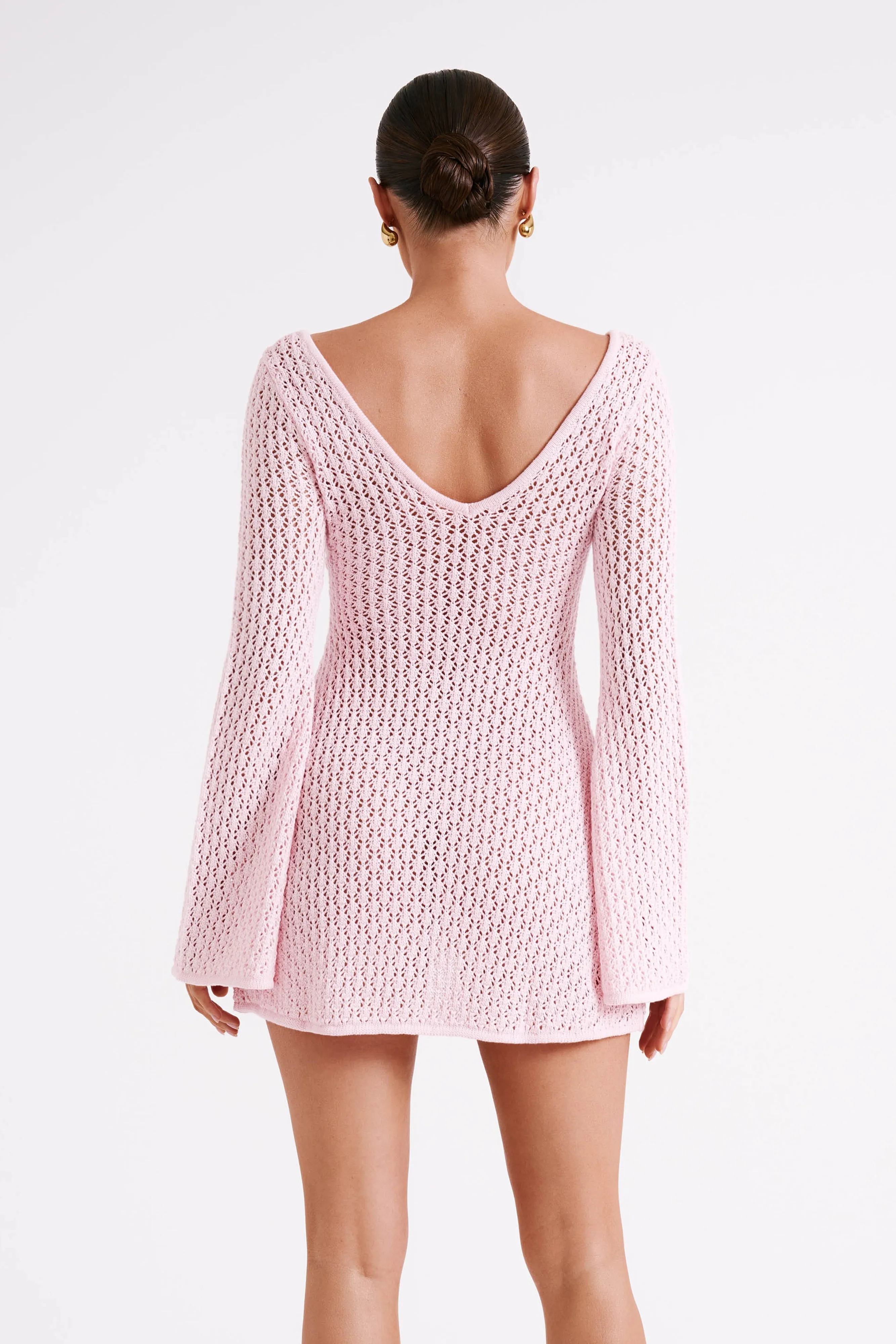 Kayleigh Crochet Knit Mini Dress - Rosewater sold by Meshki product image thumbnail 3