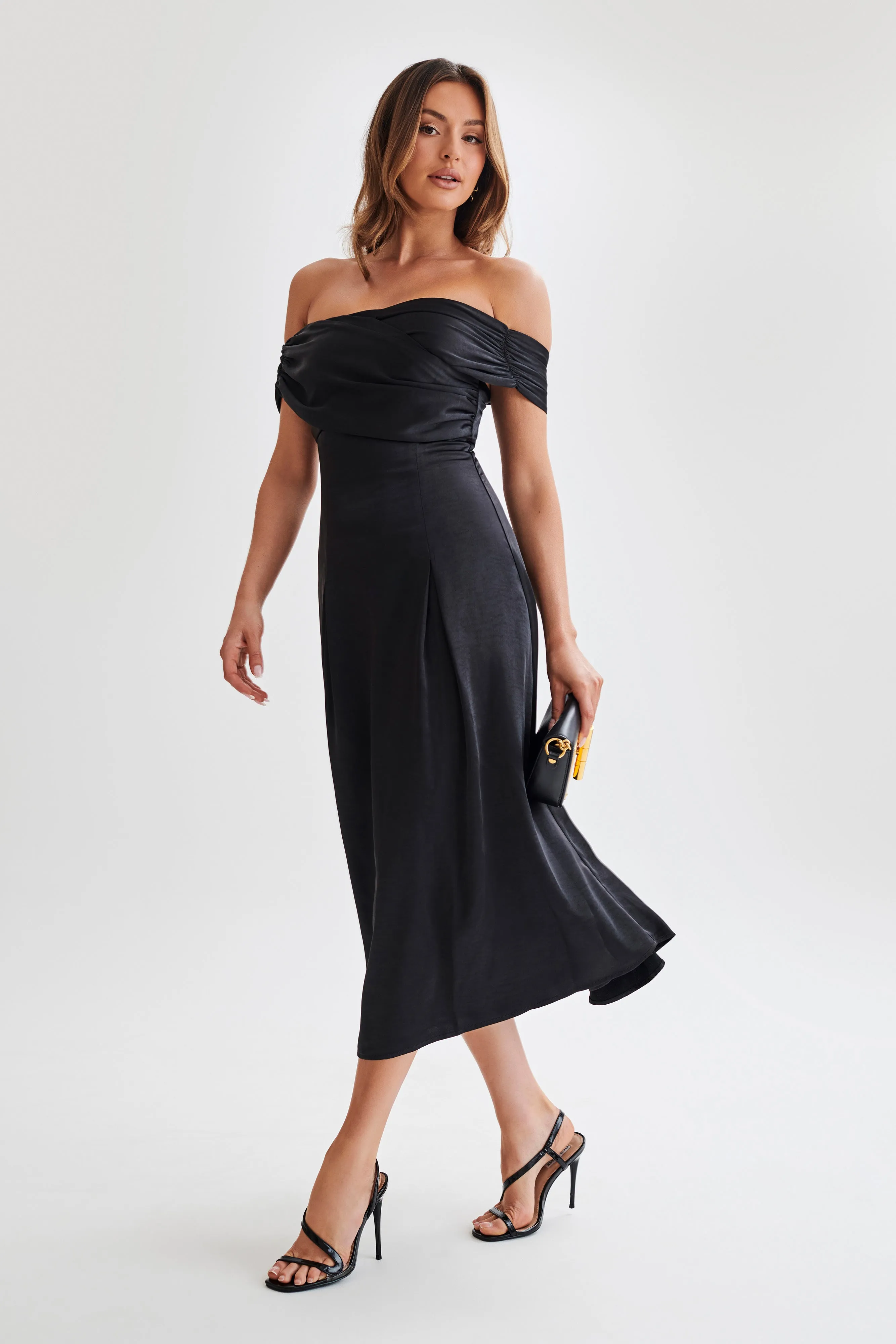 Sofie Off Shoulder Midi Dress - Black sold by Meshki product image thumbnail 4