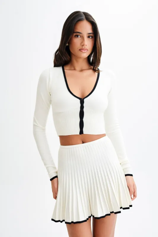 Jolene Contrast Button Up Knit Cardigan - Black And White sold by Meshki