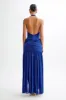 Graziana Satin Chiffon Plunge Maxi Dress - Cobalt Blue sold by Meshki
