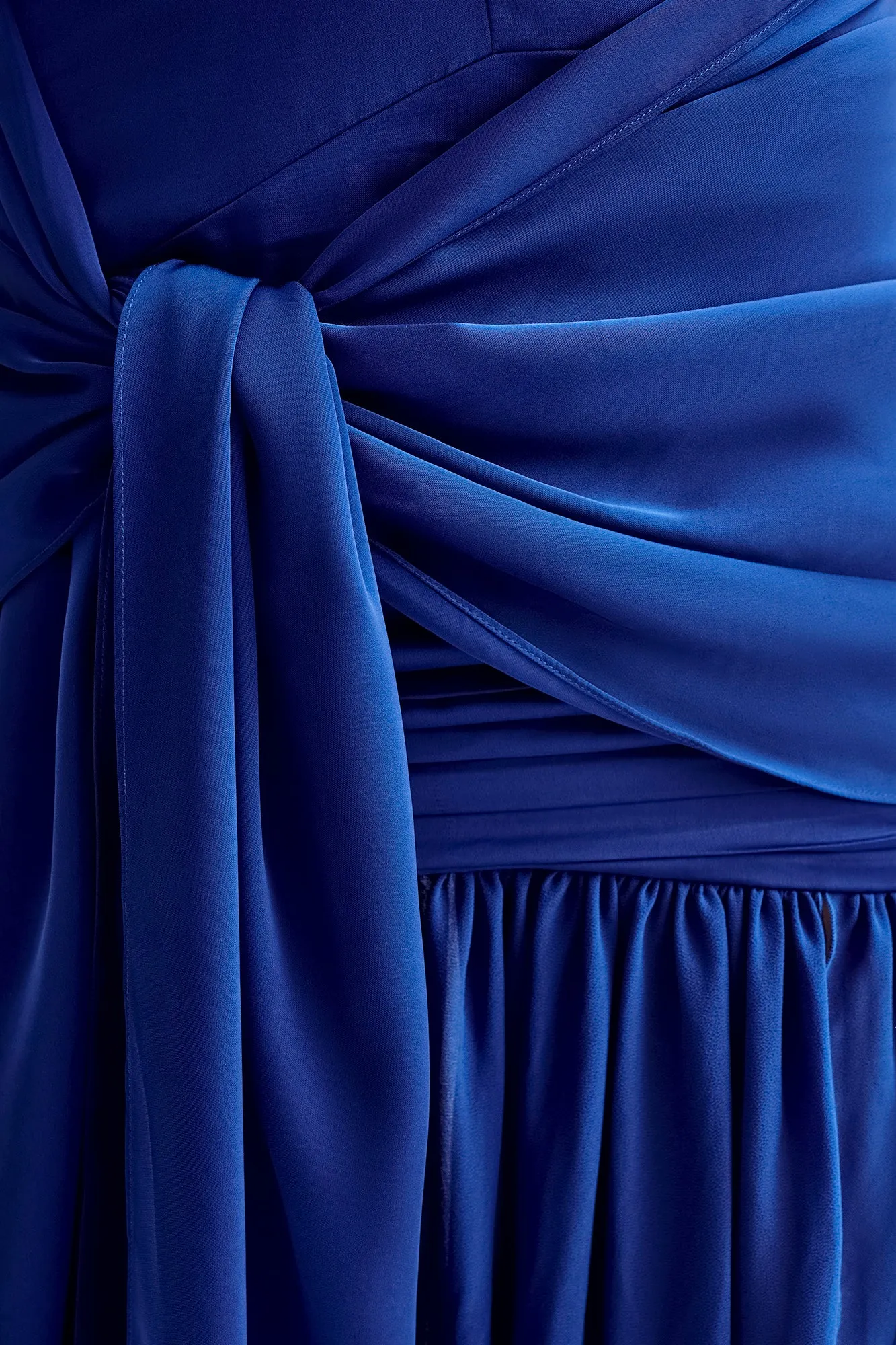 Graziana Satin Chiffon Plunge Maxi Dress - Cobalt Blue sold by Meshki product image thumbnail 3