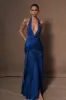 Graziana Satin Chiffon Plunge Maxi Dress - Cobalt Blue sold by Meshki