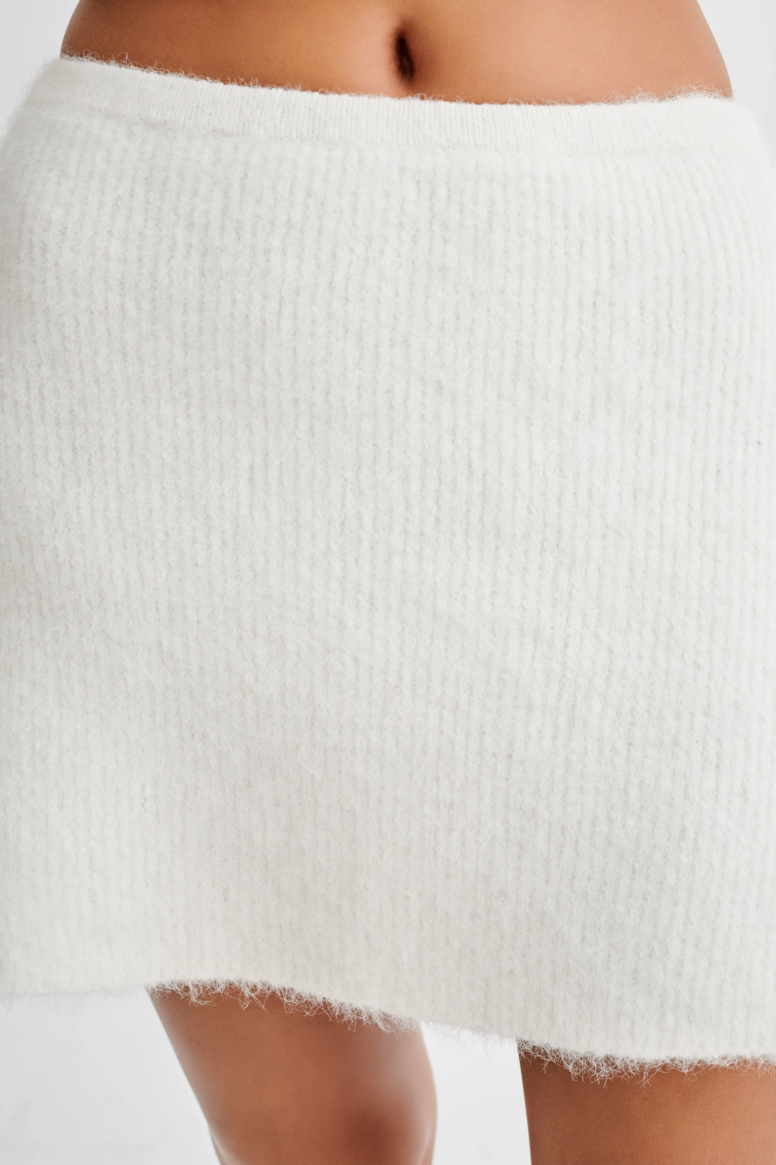 Baxter Fluffy Knit Mini Skirt - Ivory sold by Meshki product image thumbnail 2