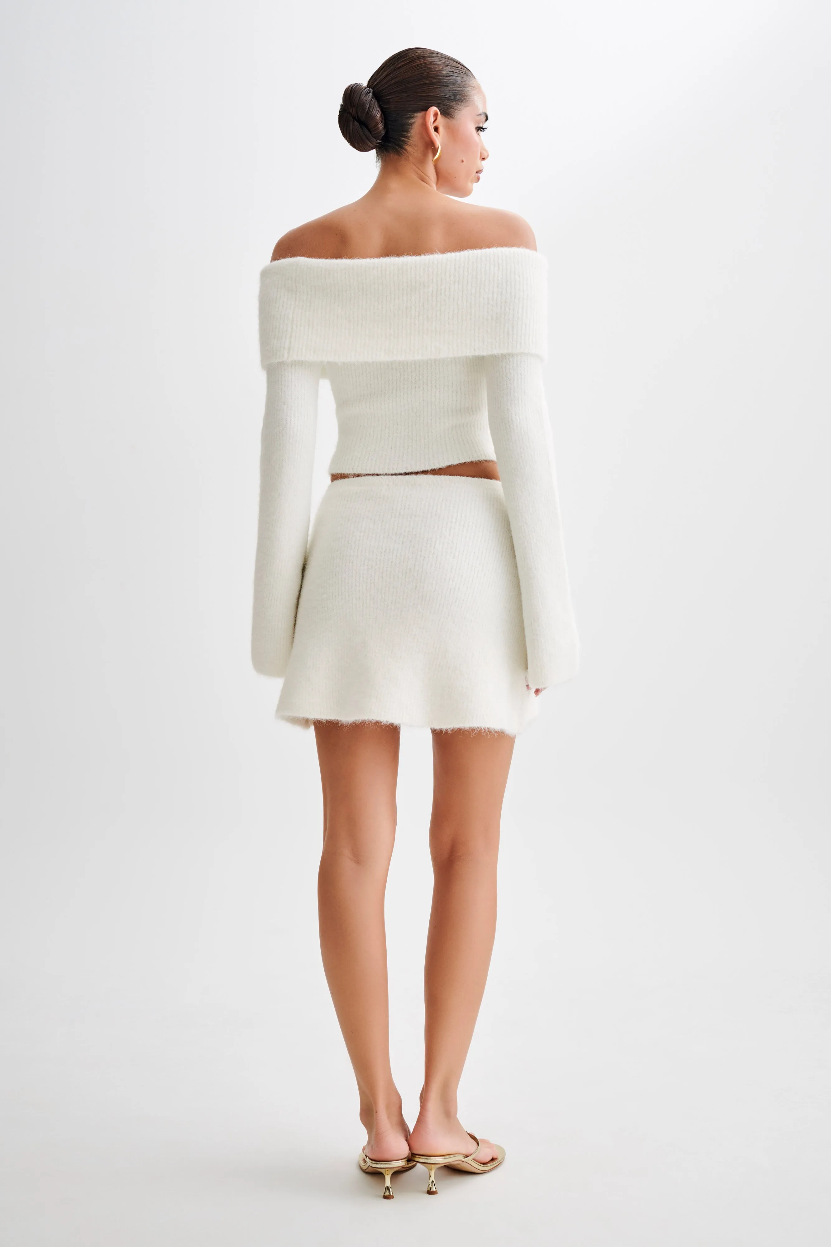 Baxter Fluffy Knit Mini Skirt - Ivory sold by Meshki product image thumbnail 3