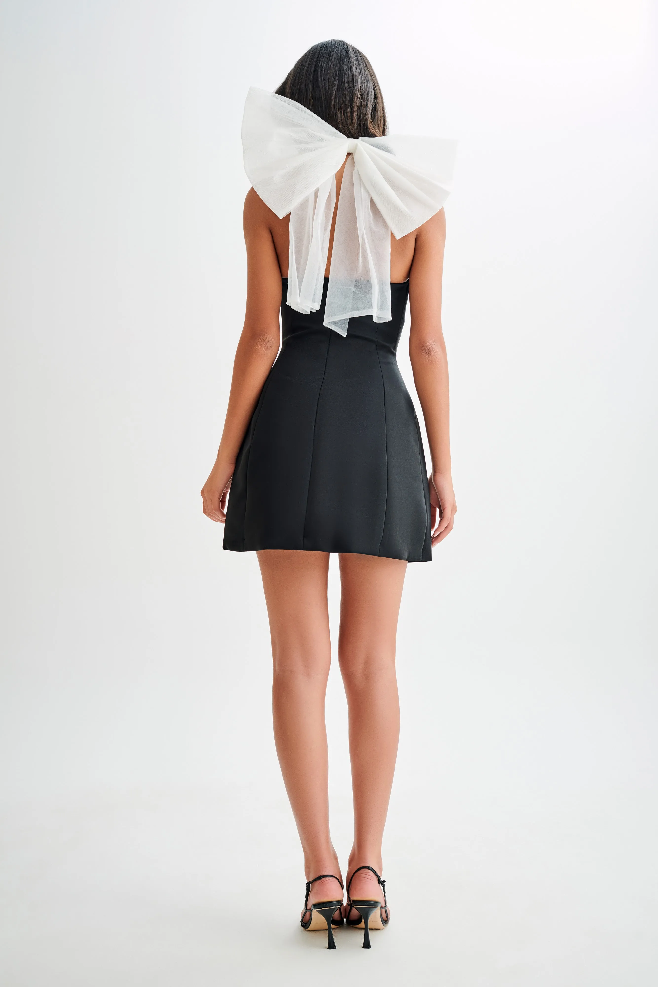 Maryam Tulle Bow Mini Dress - Black sold by Meshki product image thumbnail 2