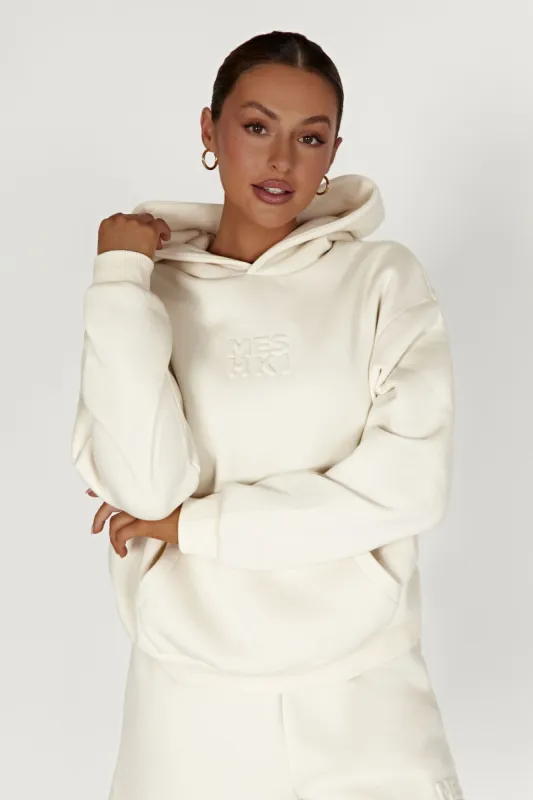 Arden Embossed Fleeceback Hoodie - Bone sold by Meshki