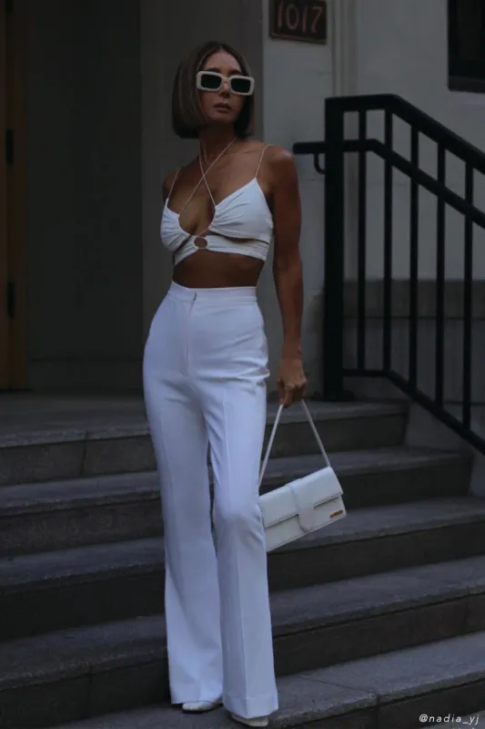 Phoenix Cut Out Ruched Crop Top - White sold by Meshki