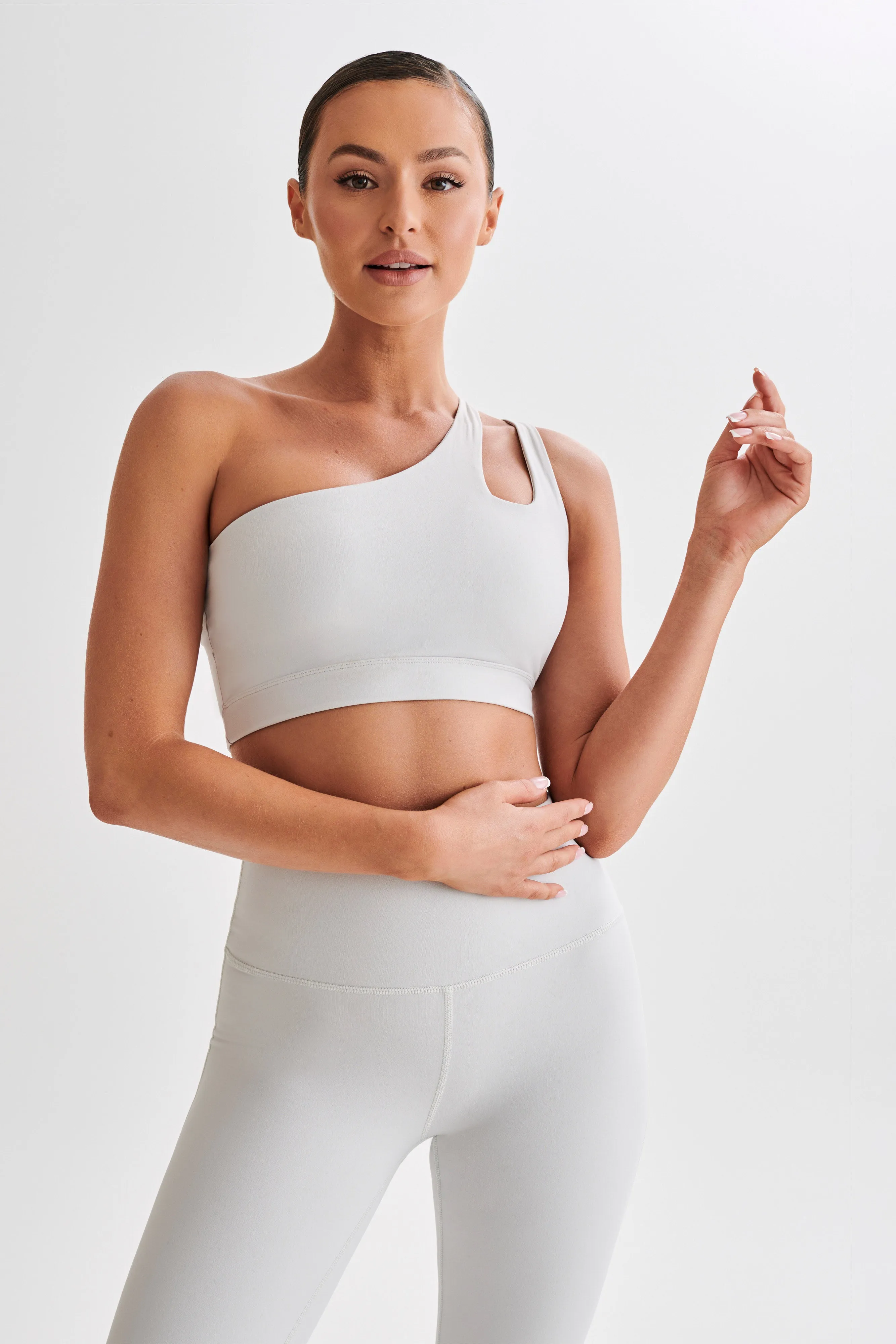 Floyd One Shoulder Crop Top - Ice Grey sold by Meshki