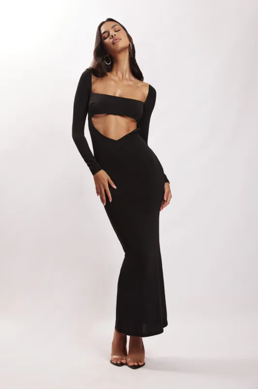 Ashleigh Cut Out Bandeau Maxi Dress - Black sold by Meshki