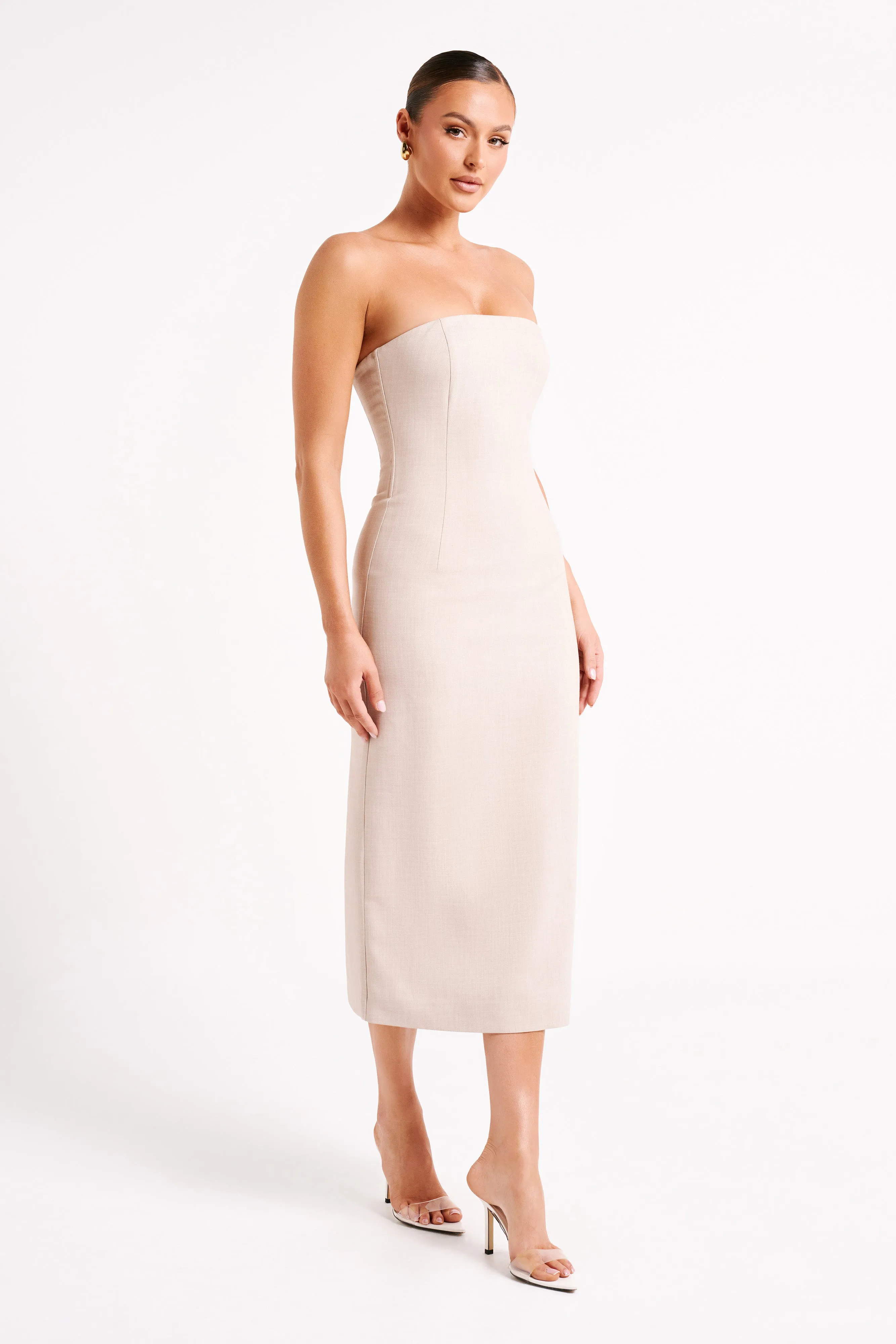 Sable Textured Midi Dress - Natural sold by Meshki product image thumbnail 4