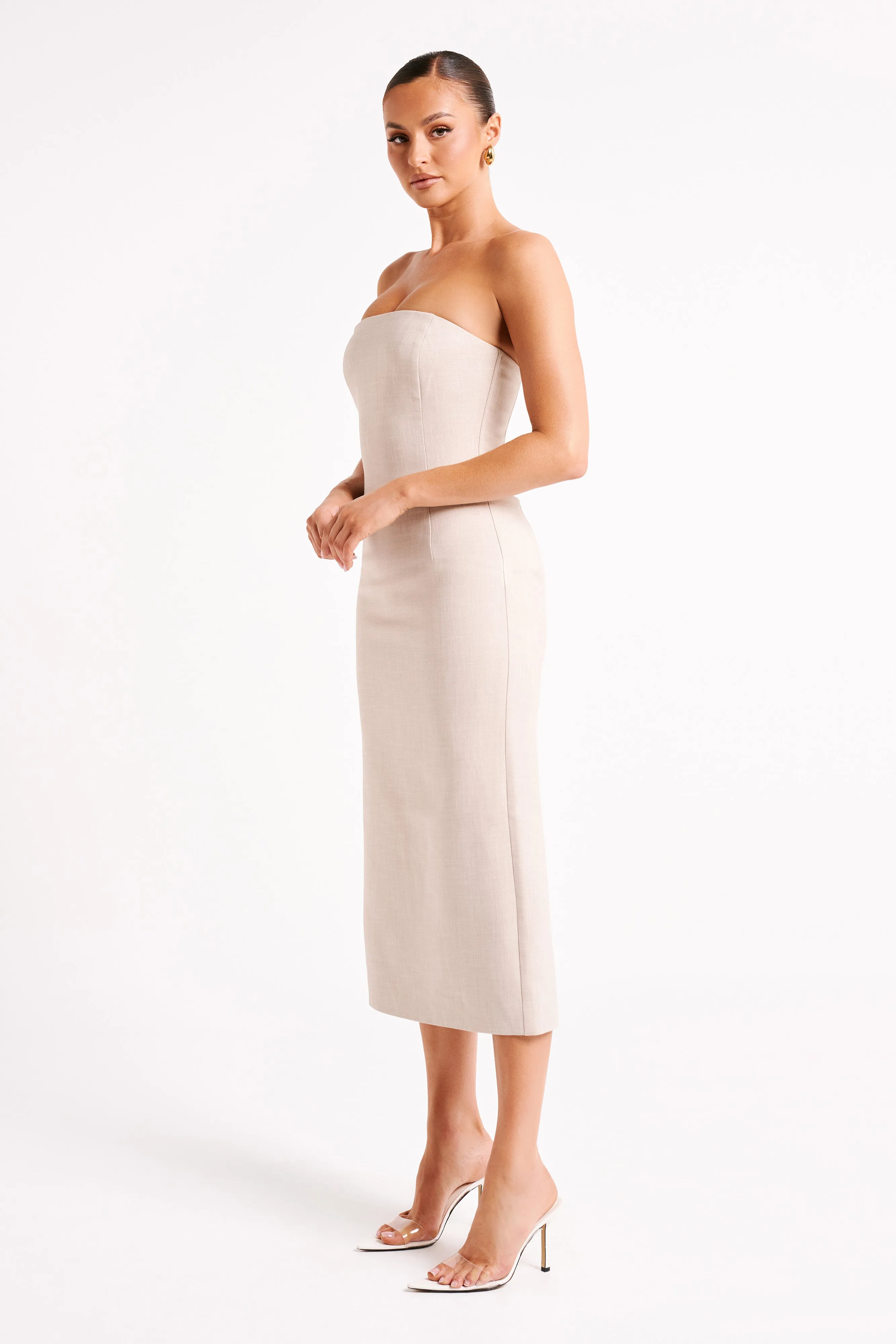Sable Textured Midi Dress - Natural sold by Meshki product image thumbnail 5