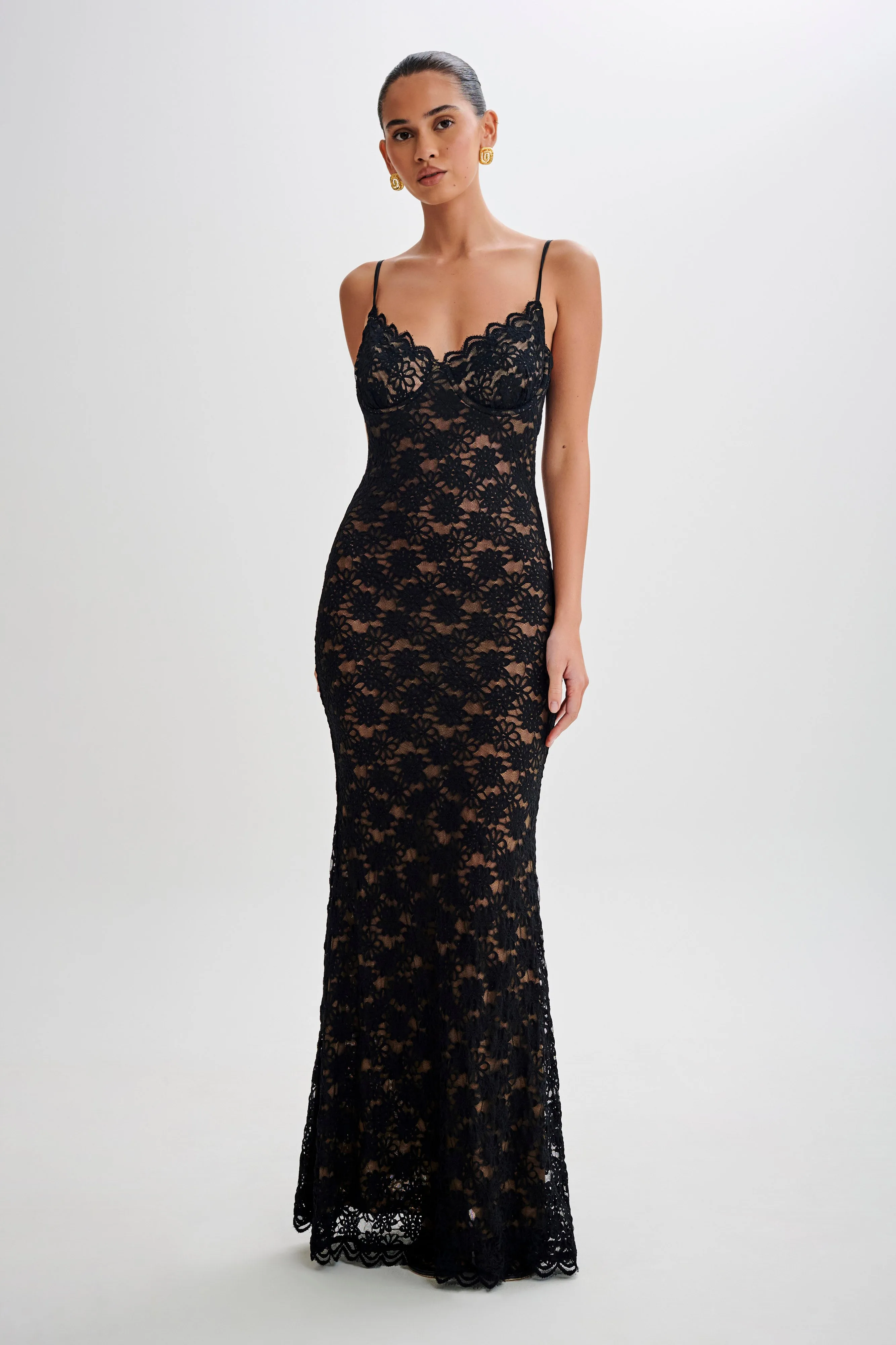 Joelle Lace Cupped Maxi Dress - Black sold by Meshki product image thumbnail 4