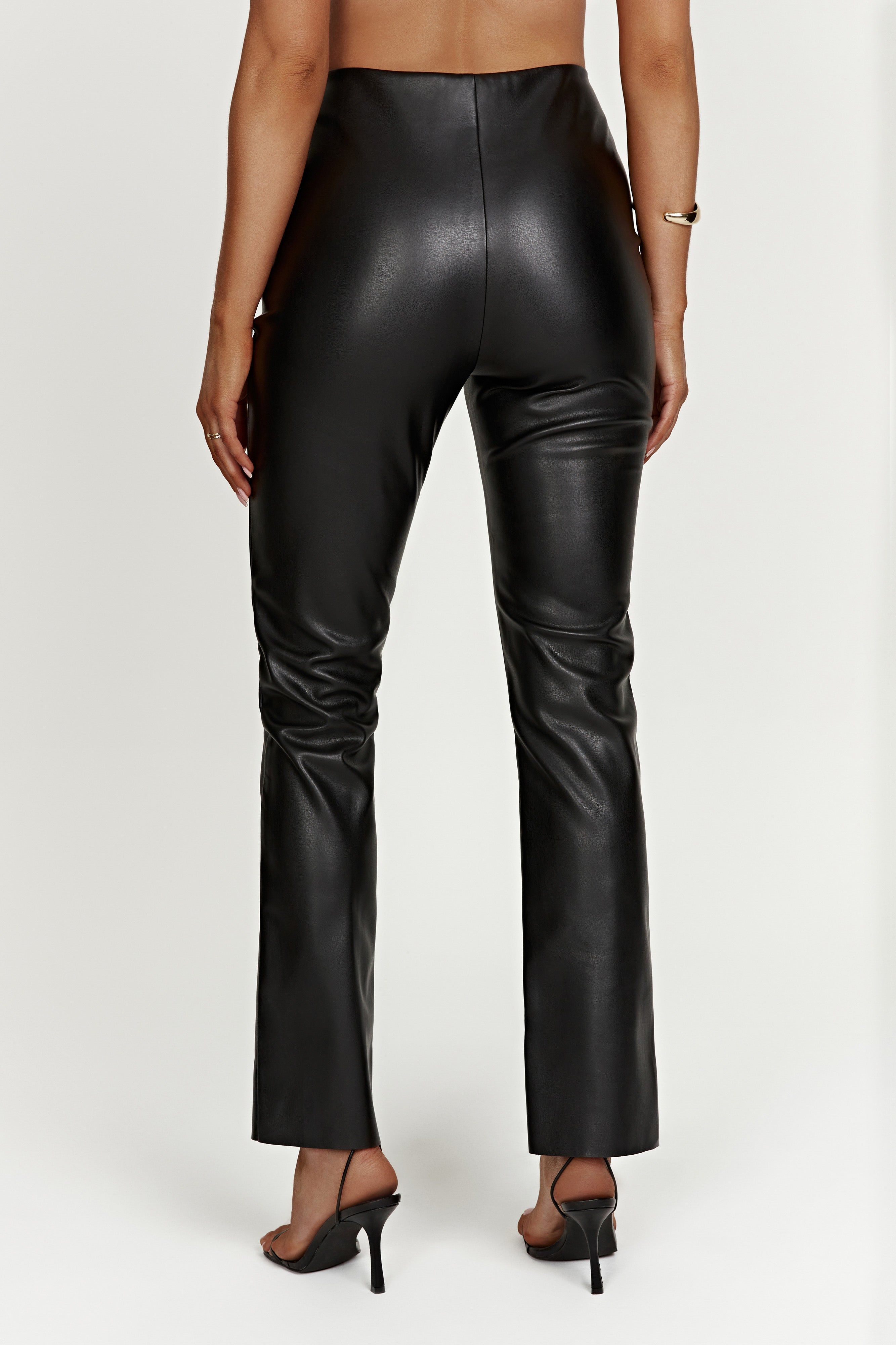 Vanessa Faux Leather Split Pant - Black sold by Meshki product image thumbnail 3