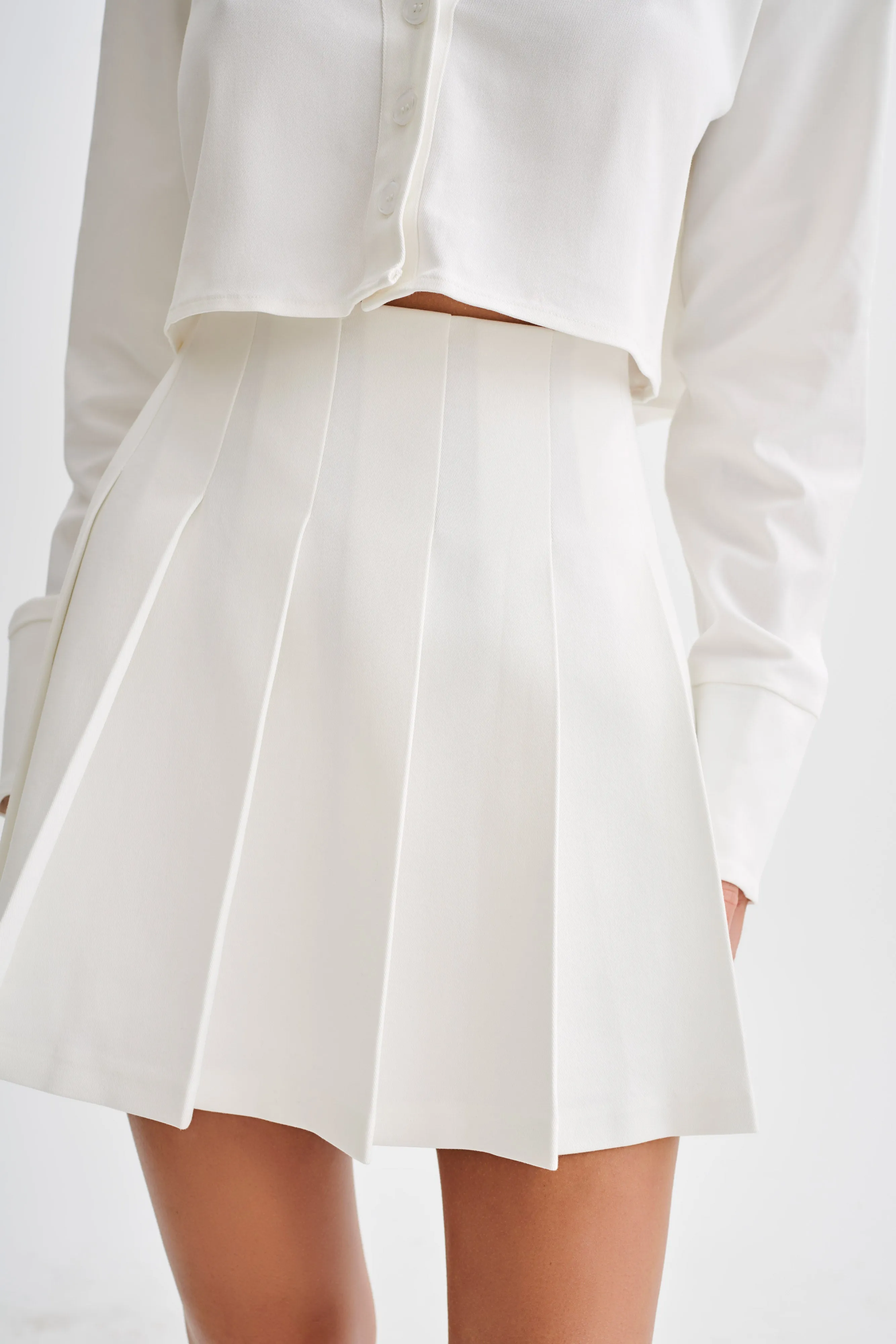 Julianna Cotton Pleated Mini Skirt - White sold by Meshki product image thumbnail 4