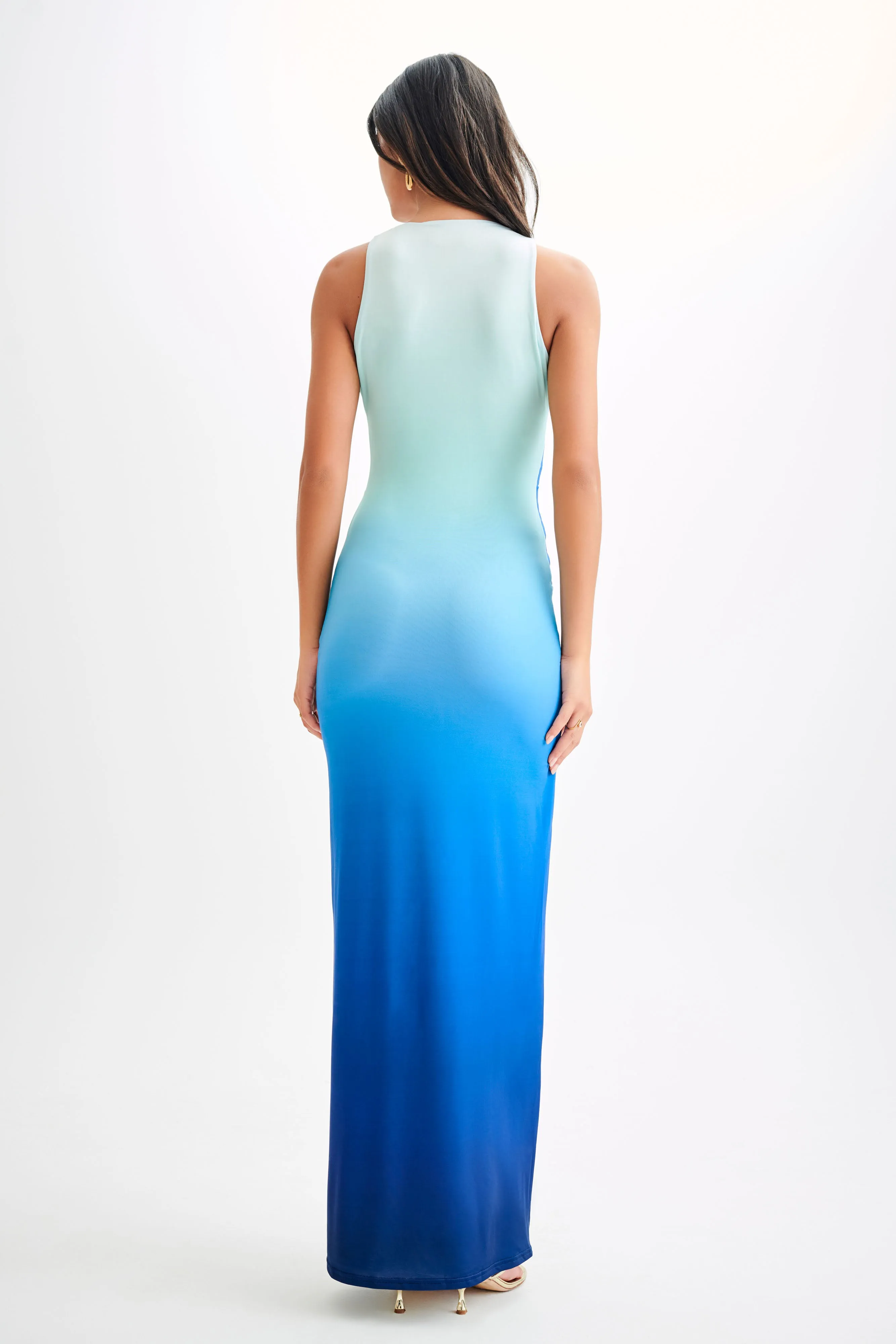 Stella Draped Slinky Maxi Dress - Ombre Blue sold by Meshki product image thumbnail 3