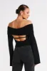 Marlisa Off Shoulder Twist Top - Black sold by Meshki